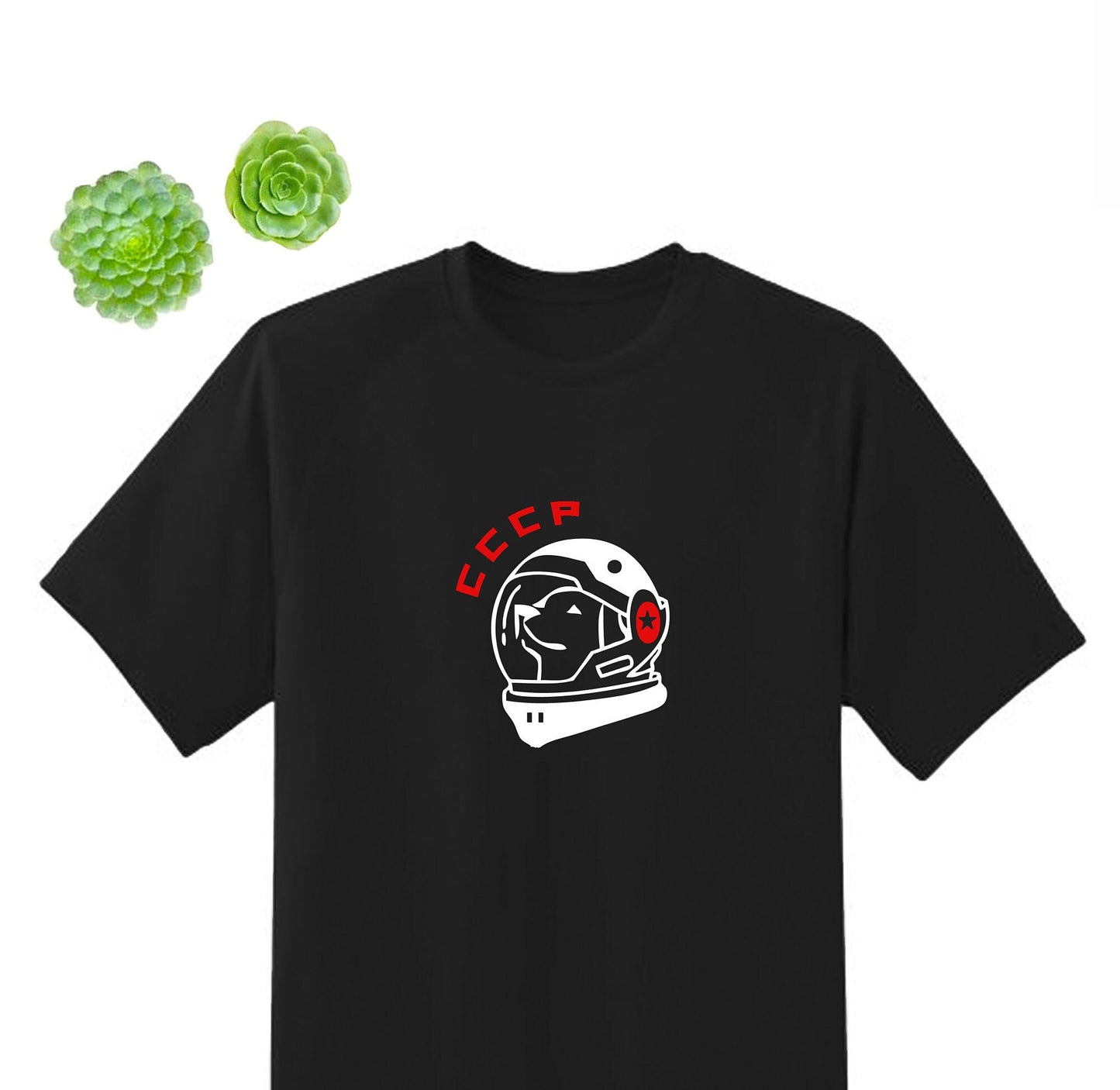 CCCP Space dog print cotton T-shirt with size variations / space / unisex/ 100 % cotton / adult and kid's sizes