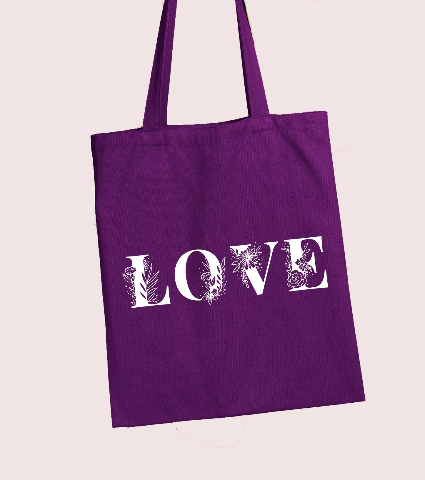 Love Shoulder Bag / Flower illustration / choose colour bag / 100% cotton / one size / gift / market bag / tote / engagment / fiancee / love