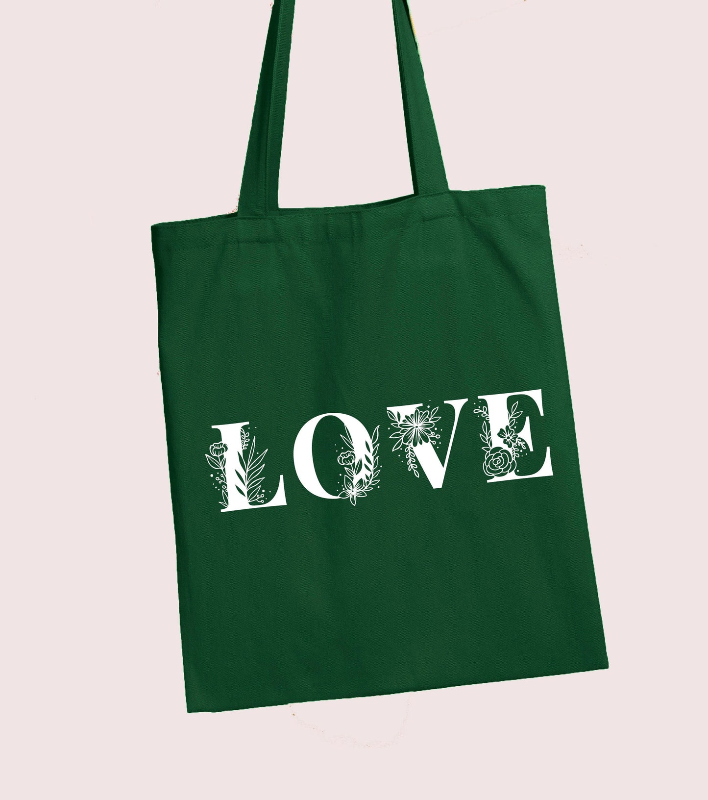 Love Shoulder Bag / Flower illustration / choose colour bag / 100% cotton / one size / gift / market bag / tote / engagment / fiancee / love