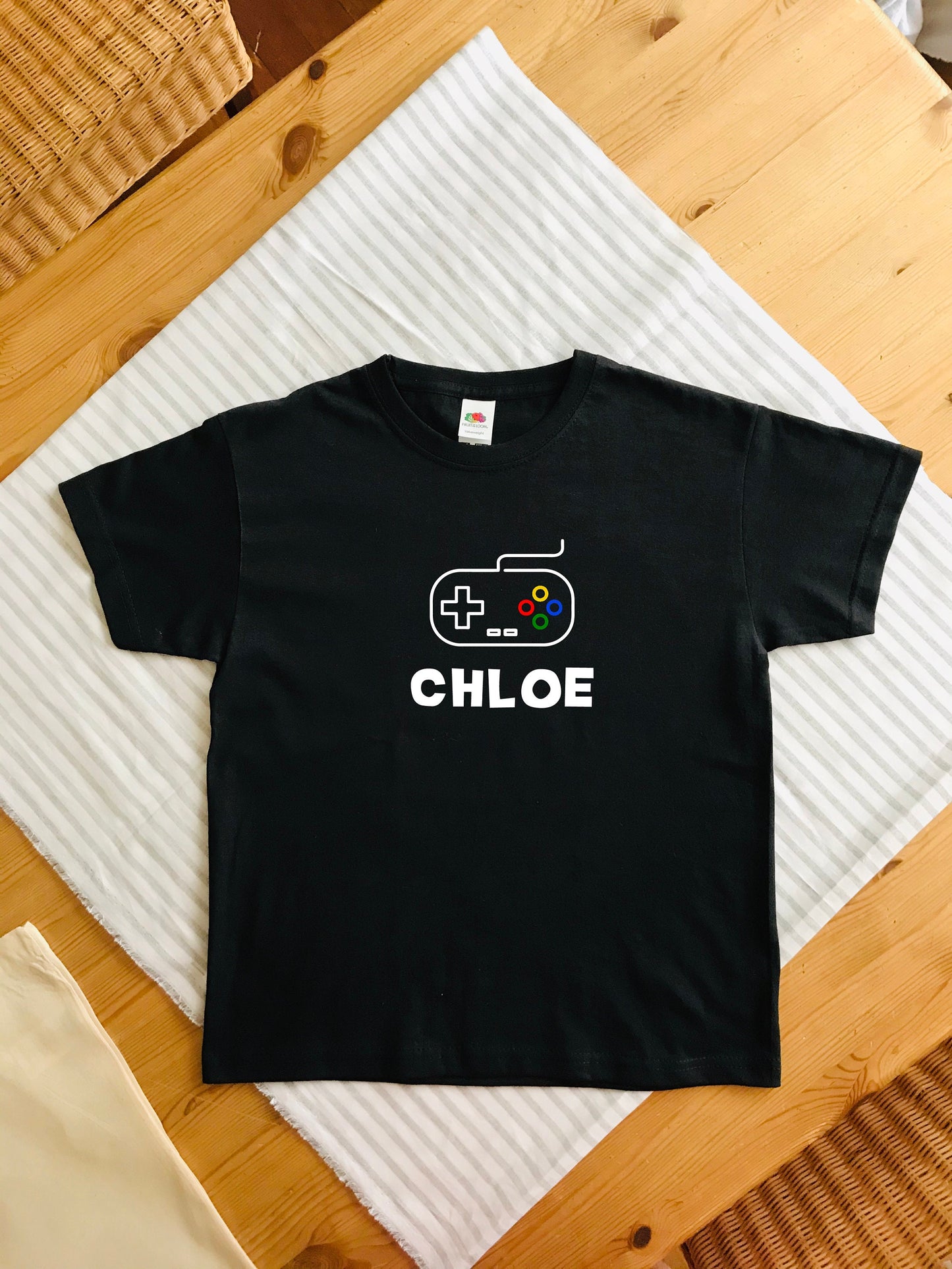 Custom name game controller print Kid's unisex T-shirt with size variations / Choose name and game controller / print to order / kids