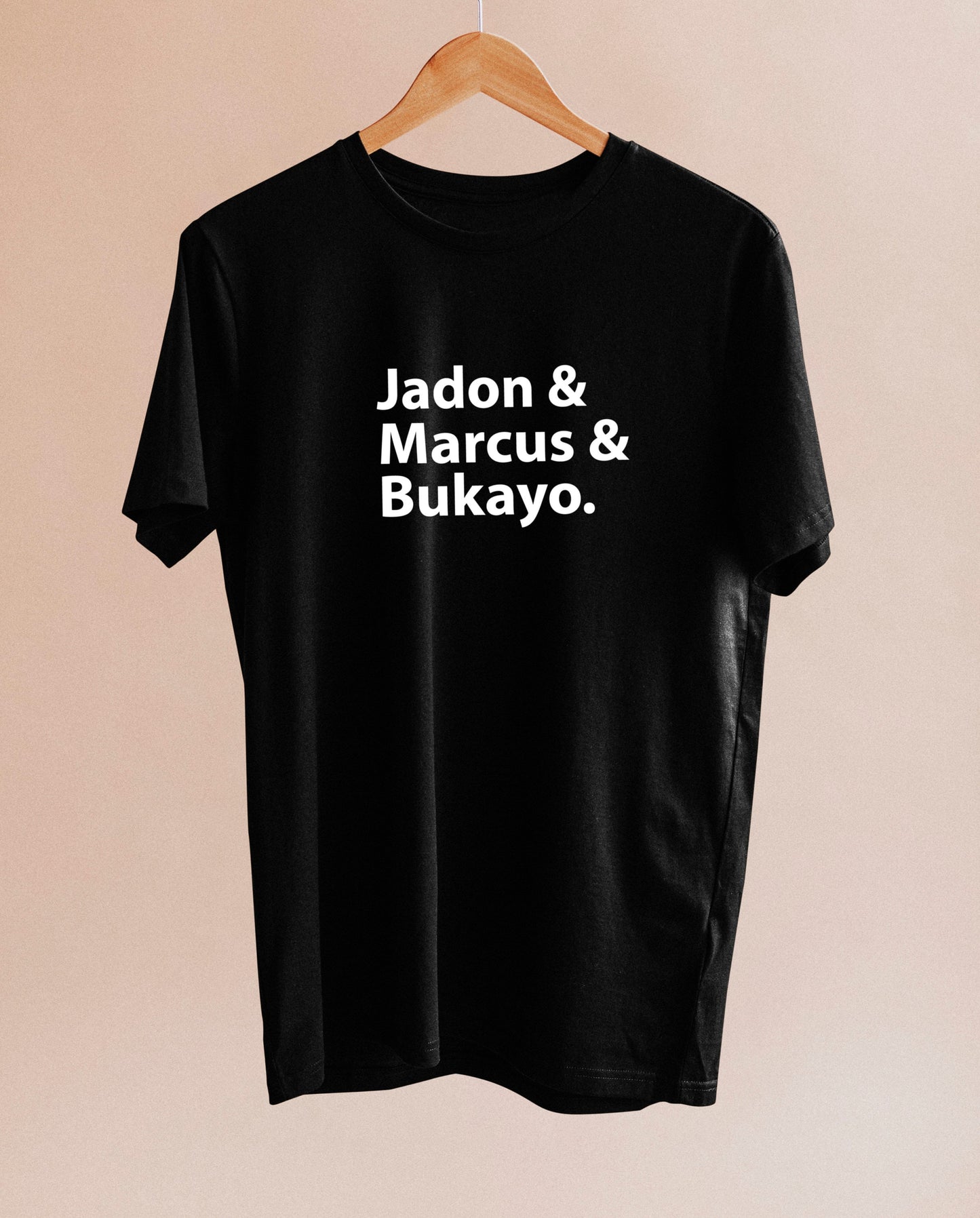 Jadon, Marcus & Bukayo print T-shirt with size variations, S, M, L, XL, 2XL, 100 % cotton, BLM, mens tee, womens tee