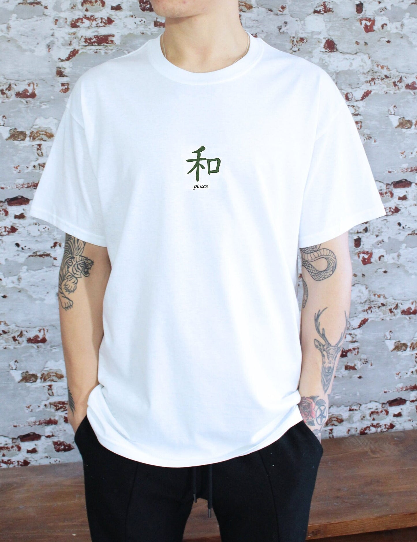 Peace Japanese embroidery T-shirt, multiple sizes, zen, buddhism, mindfulness, namaste, peace, trendy, be kind t-shirt