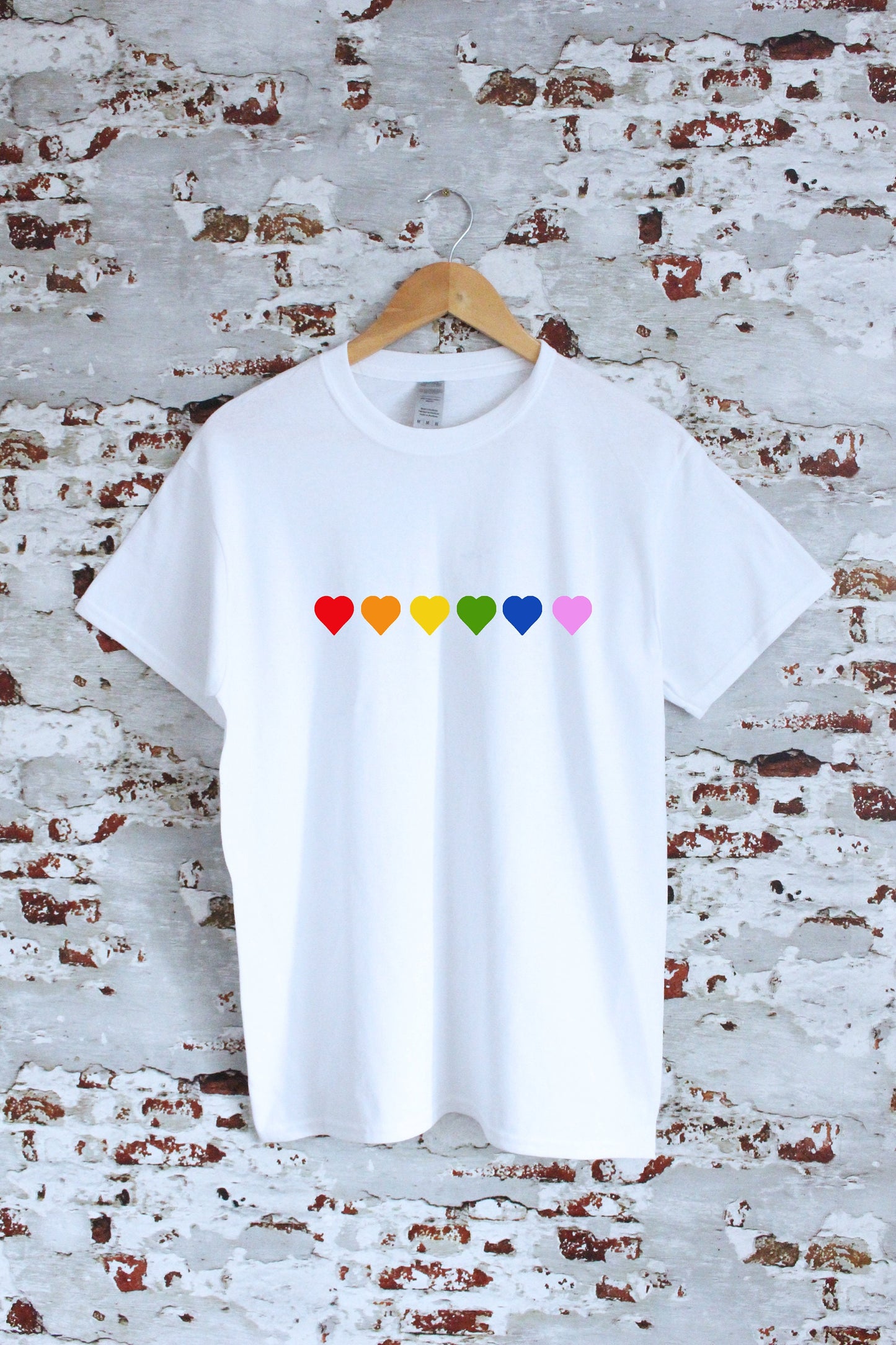 Rainbow Lovehearts print T-shirt with size variations, unisex, LGBT flag, multiple colours, LGBT, Pride, equality, insta, tumblr