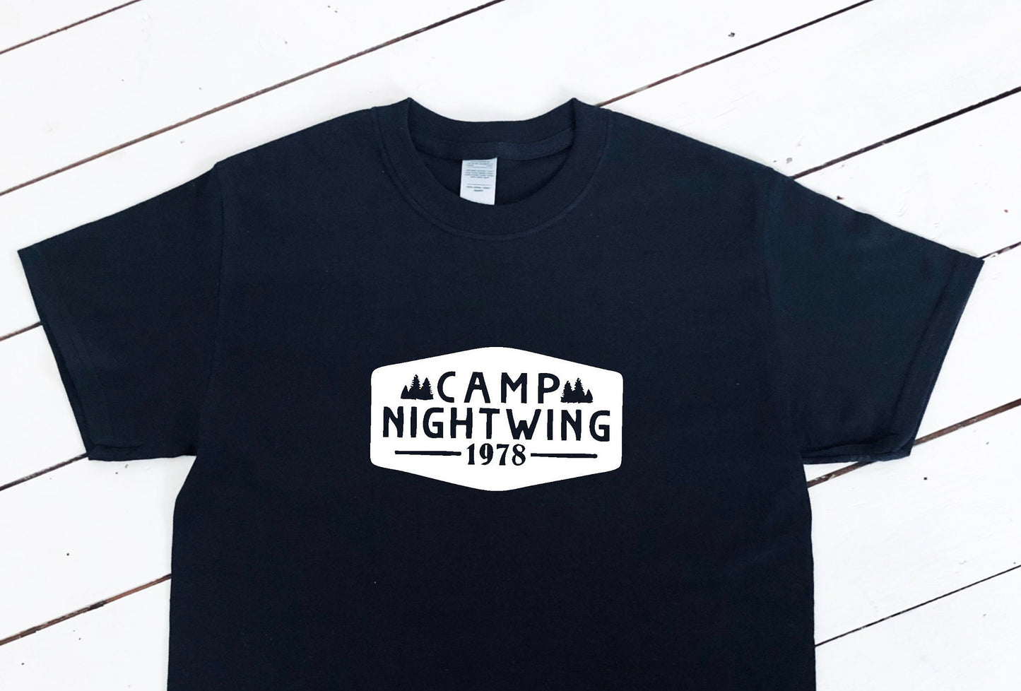 Camp Nightwing print unisex T-shirt, halloween clothing, fear street, shadyside, 1666, horror, halloween costume, adult sizes, printed item