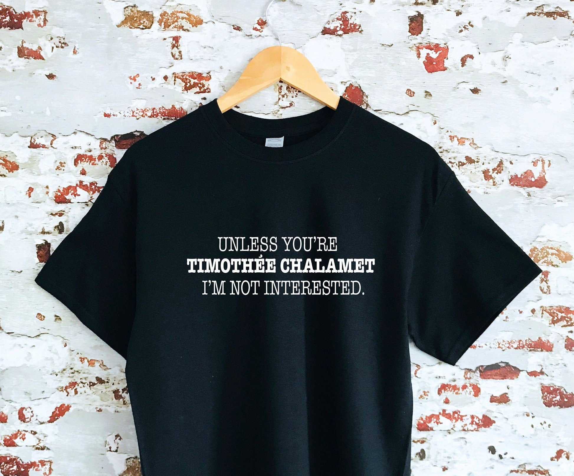 Unless you're Timothee Chalamet I'm not interested slogan printed T-shirt, multiple sizes and colours, womens top