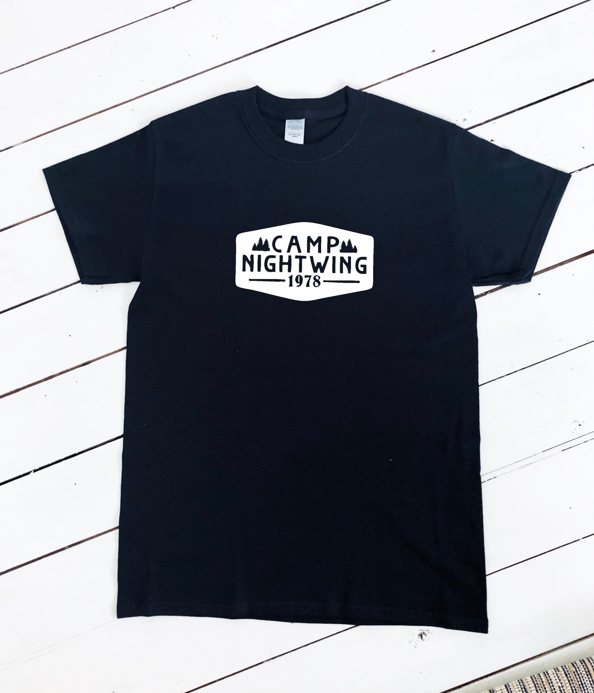 Camp Nightwing print unisex T-shirt, halloween clothing, fear street, shadyside, 1666, horror, halloween costume, adult sizes, printed item