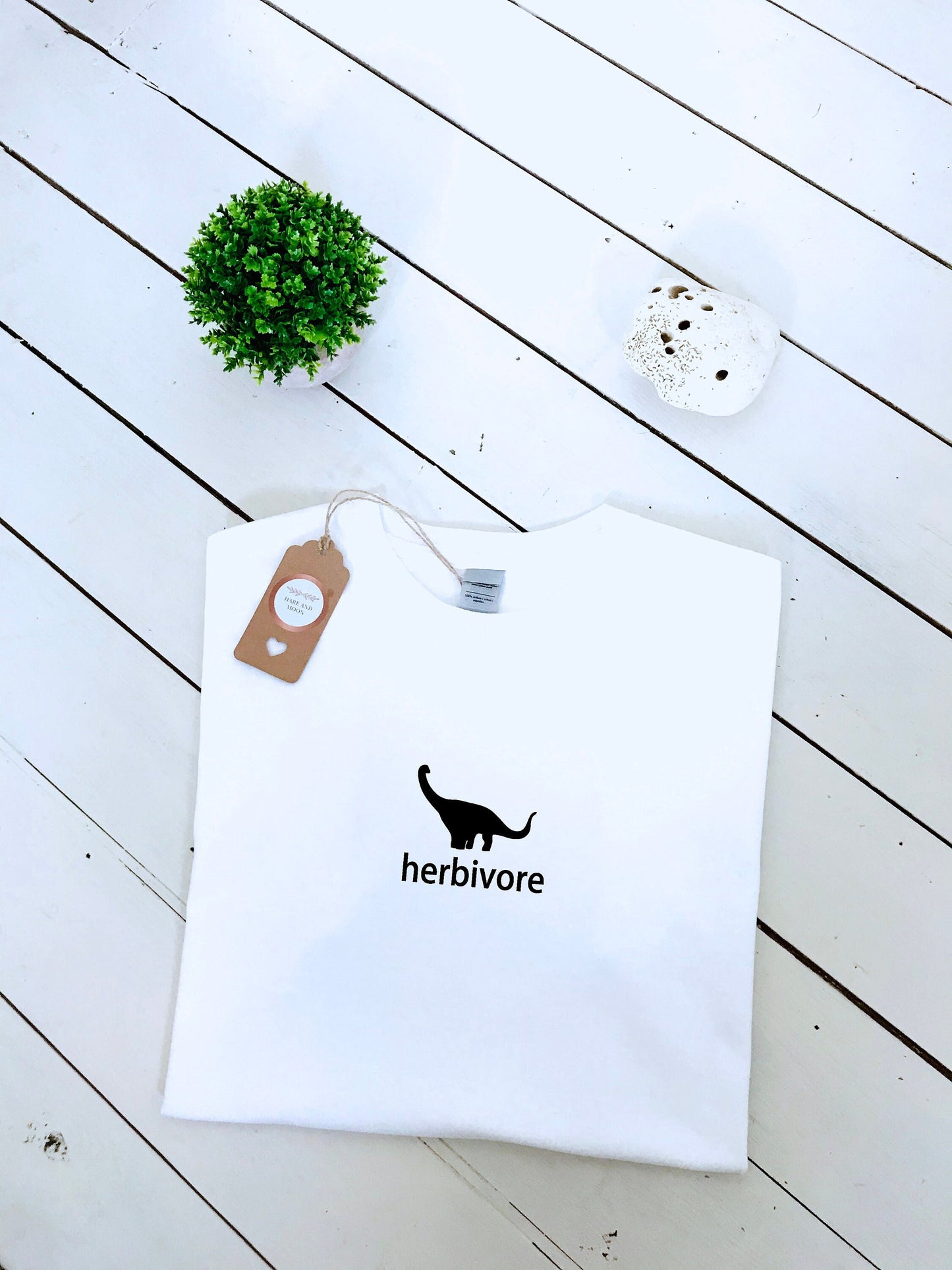 Herbivore Dino print T-shirt, 100% cotton, multiple sizes & colours available, mens and womens tops, vegan, plant, perfect Christmas gift