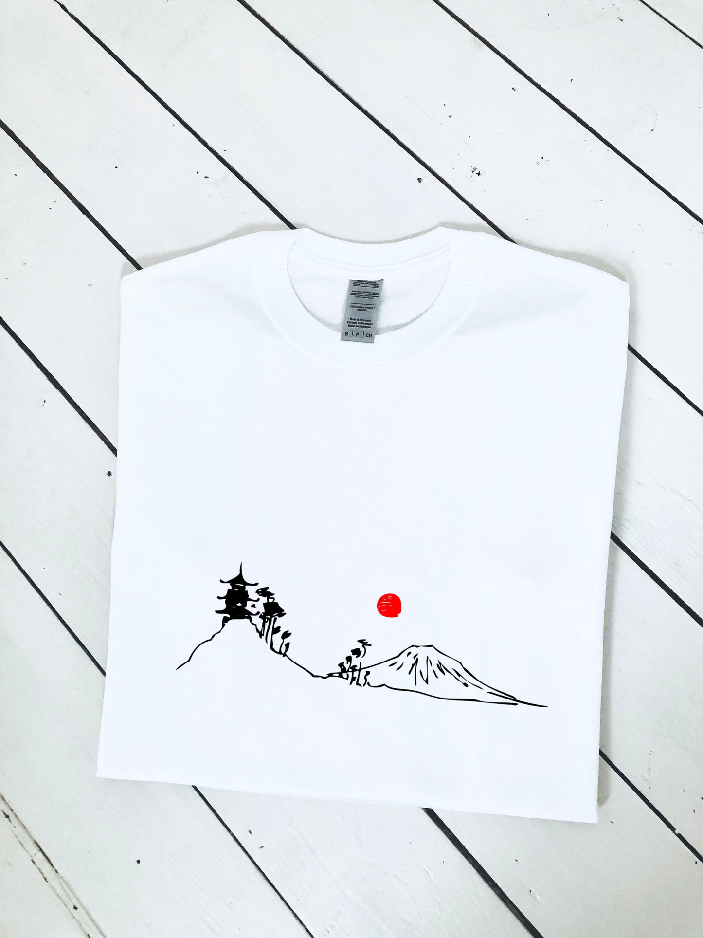 Japanese Zen Scene T-shirt, 100% cotton, multiple sizes available for adults and kids, perfect item for gift, zen buddhism, mindfulness gift