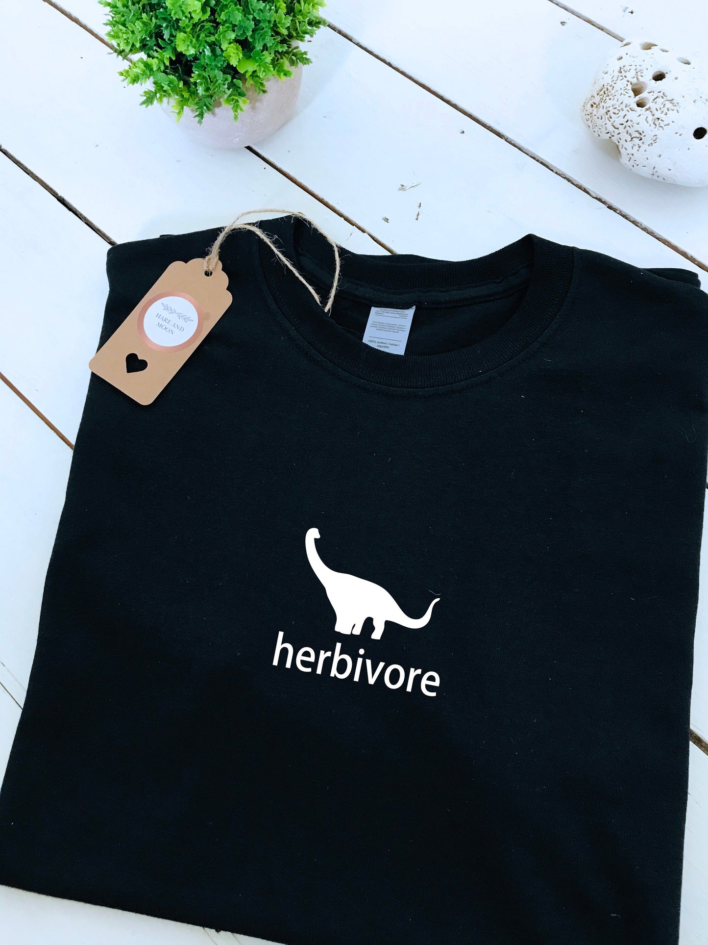 Herbivore Dino print T-shirt, 100% cotton, multiple sizes & colours available, mens and womens tops, vegan, plant, perfect Christmas gift