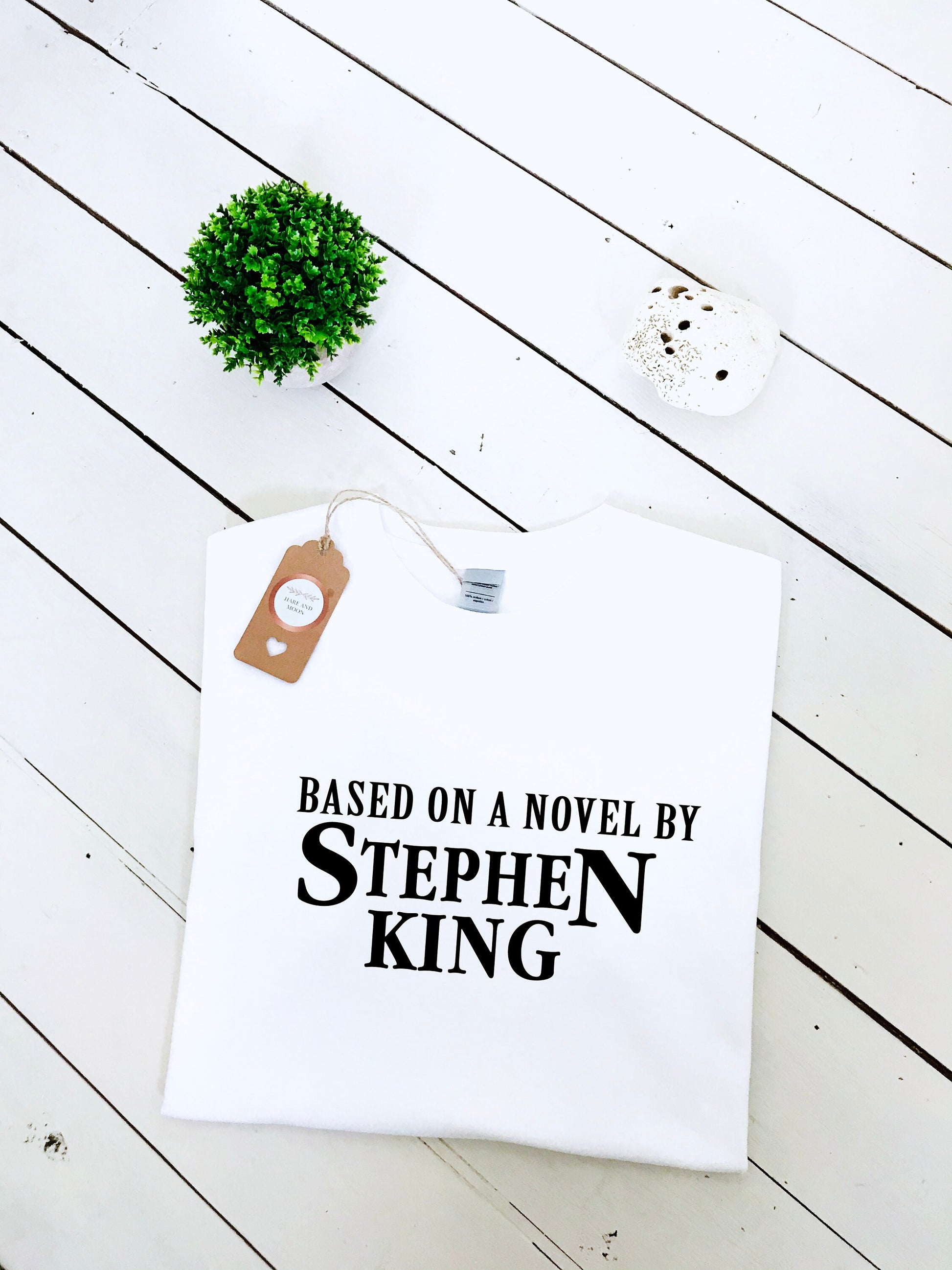 Based on a novel by Stephen King slogan printed T-shirt, horror book gift, multiple sizes and colours, mens & womens top, stephen king fan