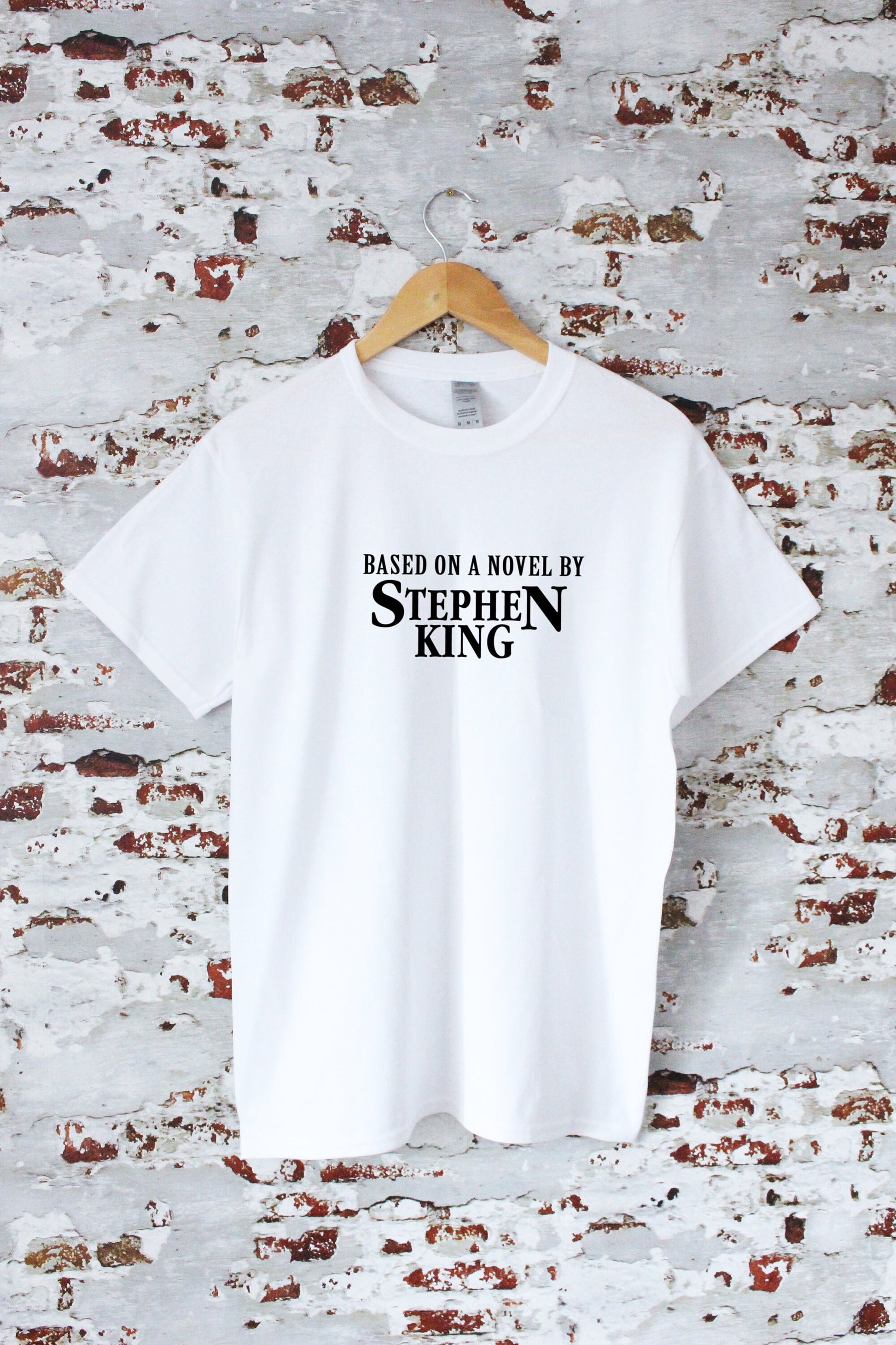 Based on a novel by Stephen King slogan printed T-shirt, horror book gift, multiple sizes and colours, mens & womens top, stephen king fan