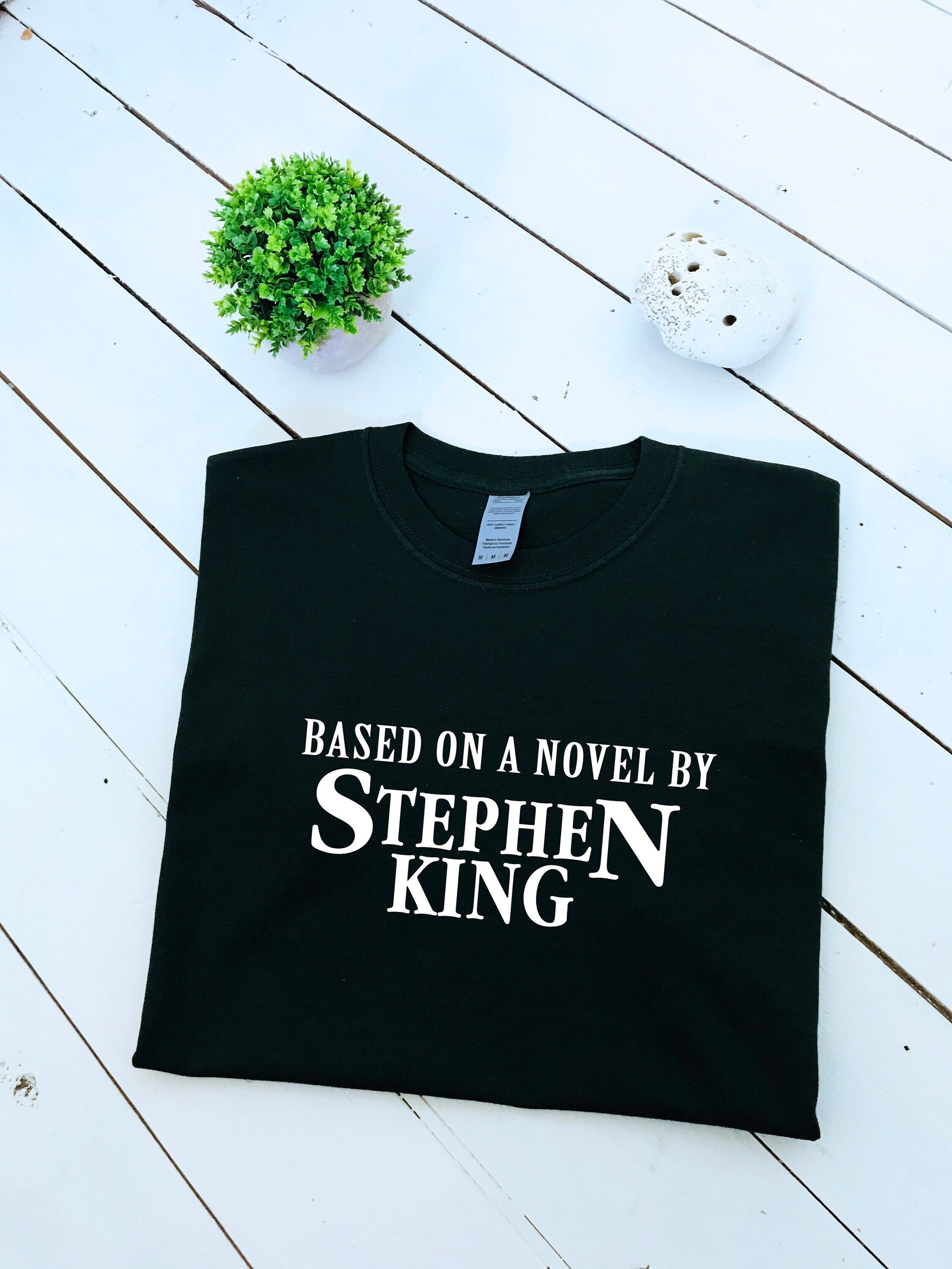 Based on a novel by Stephen King slogan printed T-shirt, horror book gift, multiple sizes and colours, mens & womens top, stephen king fan