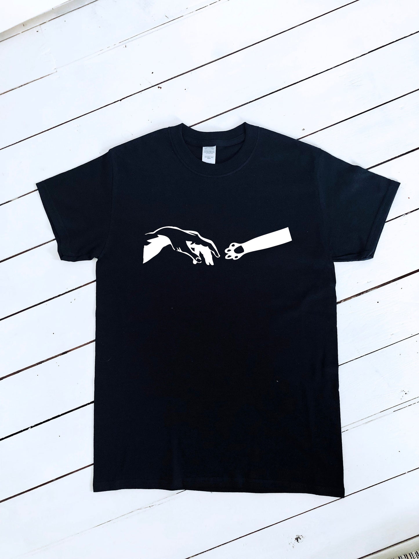 Creation of a pet lover T-shirt, multiple sizes and colour shirts avialable, cats & dogs, creation of Adam, cat lover, dog lover, pet gift