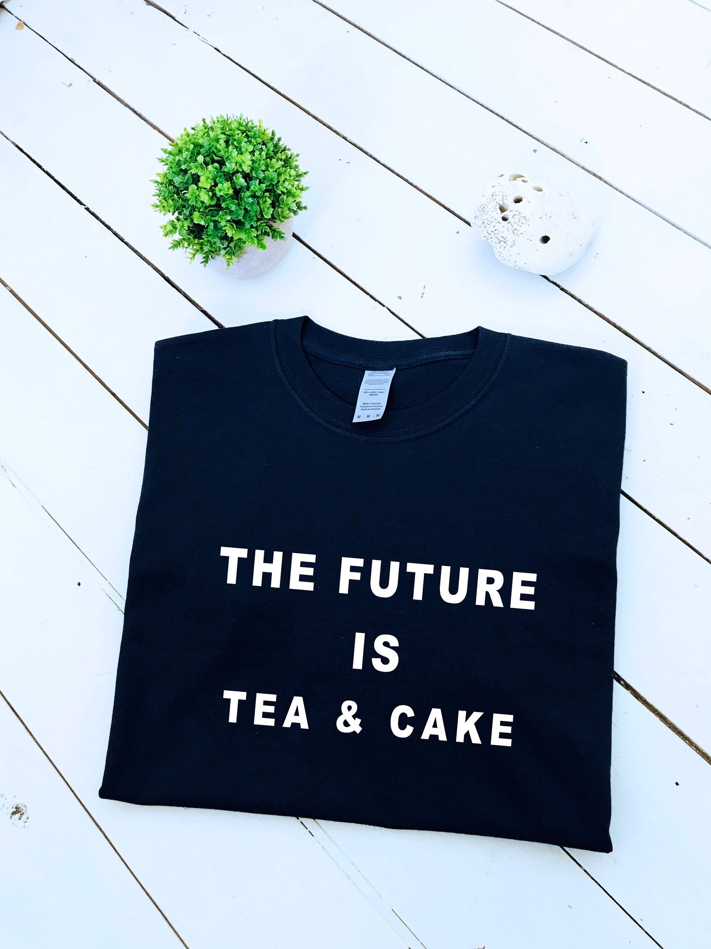 The Future is Tea & cake printed T-shirt, multiple sizes and colours, mens and womens top, book lovers gift, tea lovers gift, funny shirt