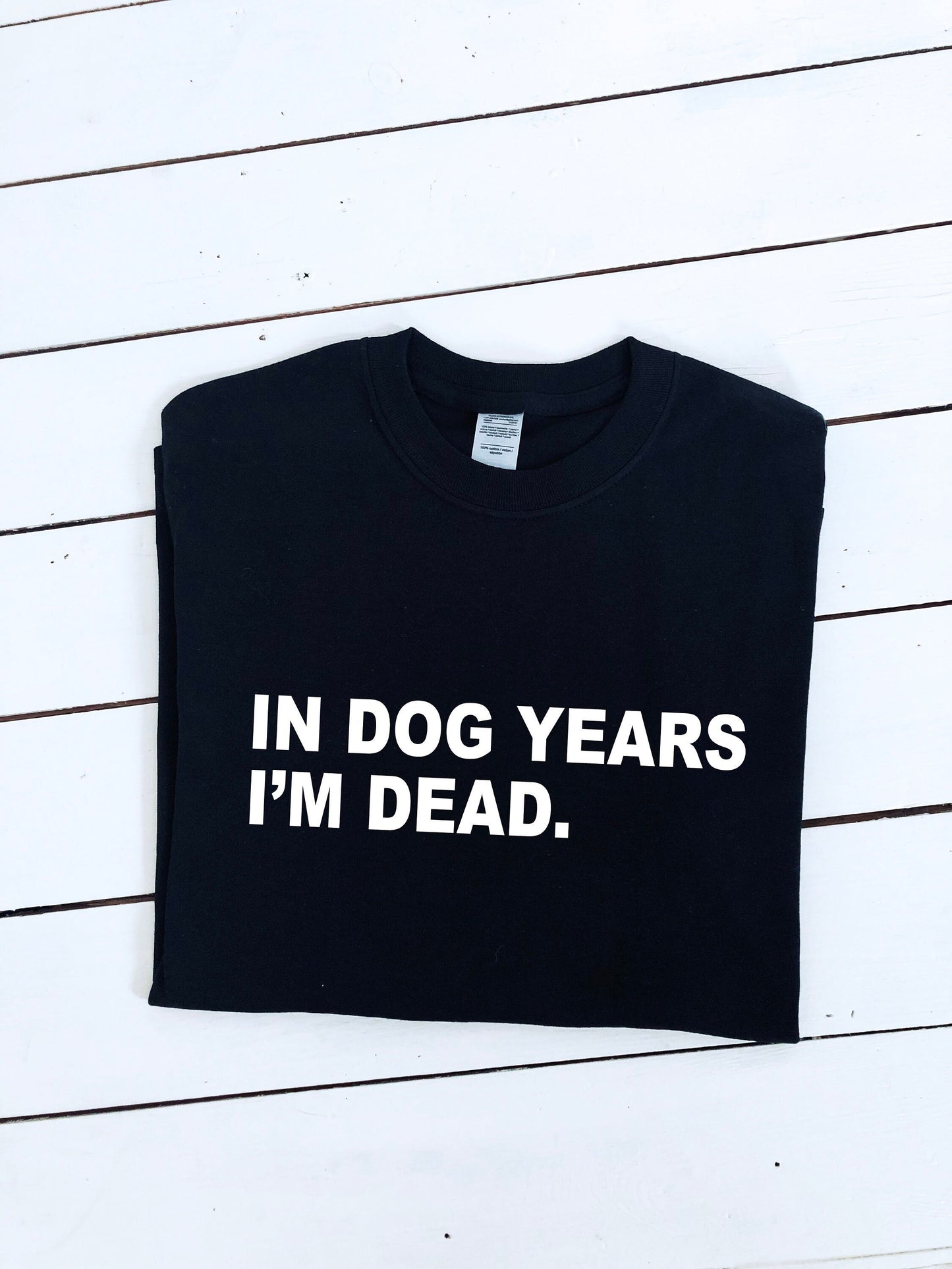 In dog years I'm dead slogan print T-shirt, funny shirt, unisex clothing, mens & womens top, dog lover tee, birthday gift, graphic print