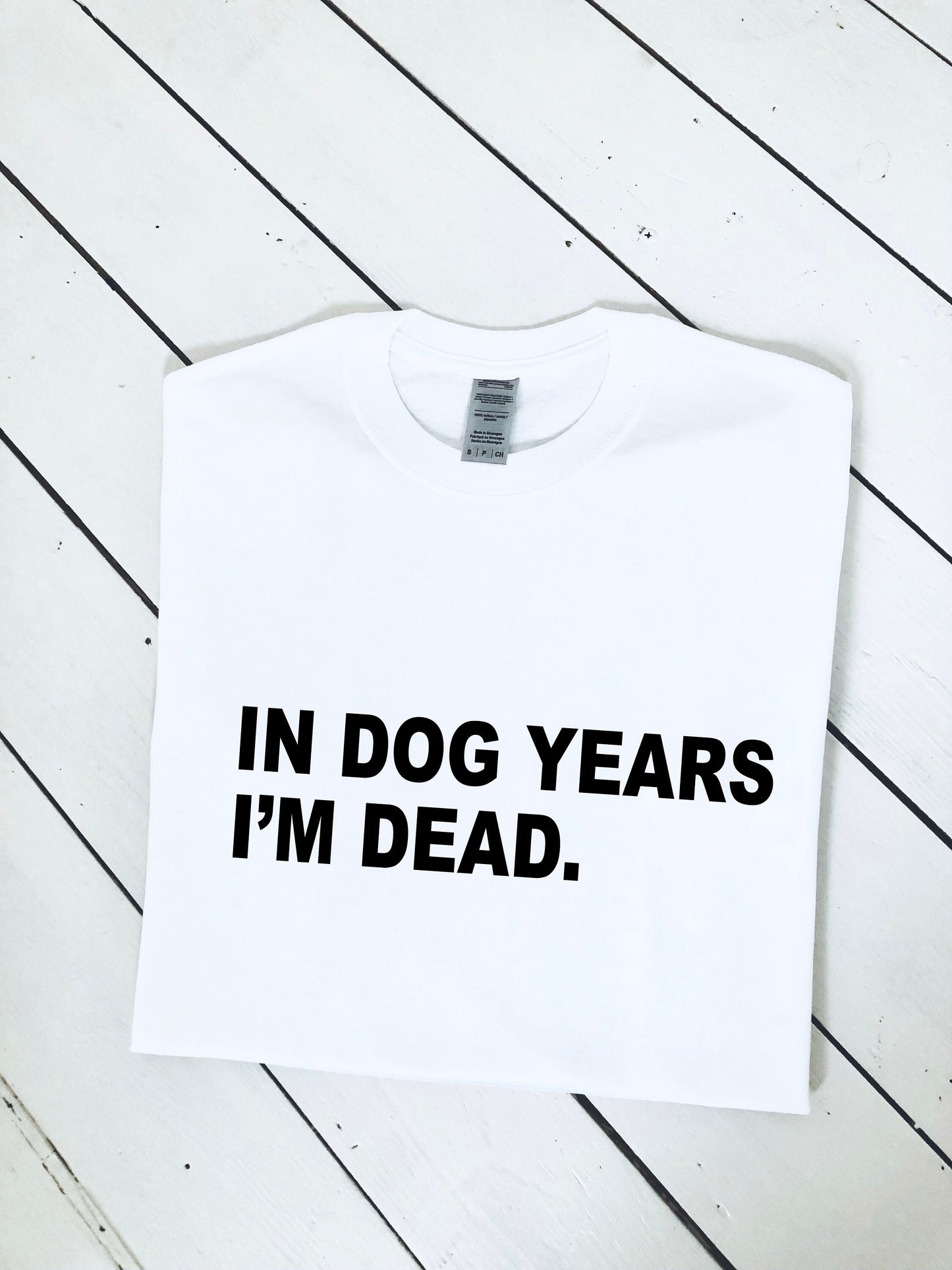 In dog years I'm dead slogan print T-shirt, funny shirt, unisex clothing, mens & womens top, dog lover tee, birthday gift, graphic print