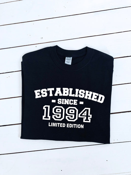 Select any year custom Birthday T-shirt, personalised item, 100% cotton, multiple sizes available for adults and kids, perfect gift