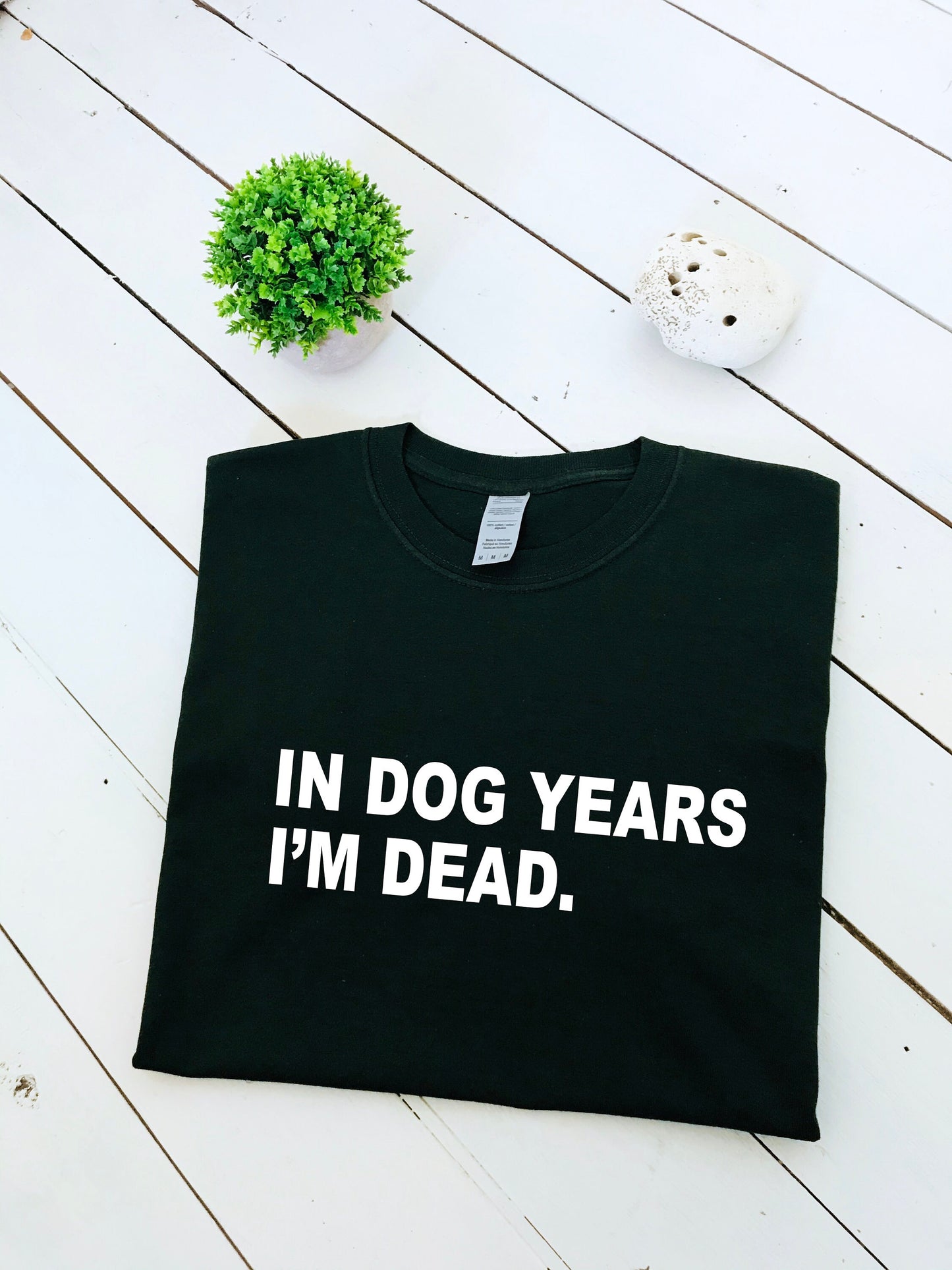 In dog years I'm dead slogan print T-shirt, funny shirt, unisex clothing, mens & womens top, dog lover tee, birthday gift, graphic print