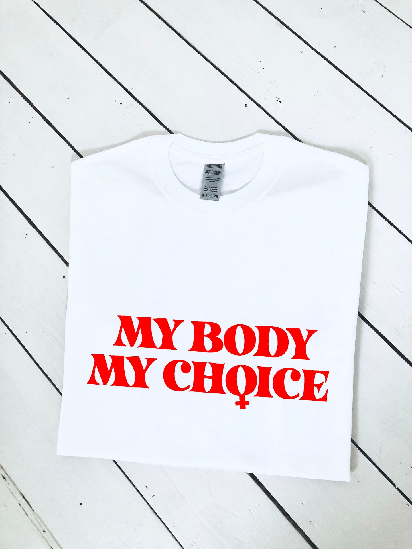 My body my choice print T-shirt with size variations, unisex, women's sizes, multiple colours, women's rights, protest tee, Roe v Wade