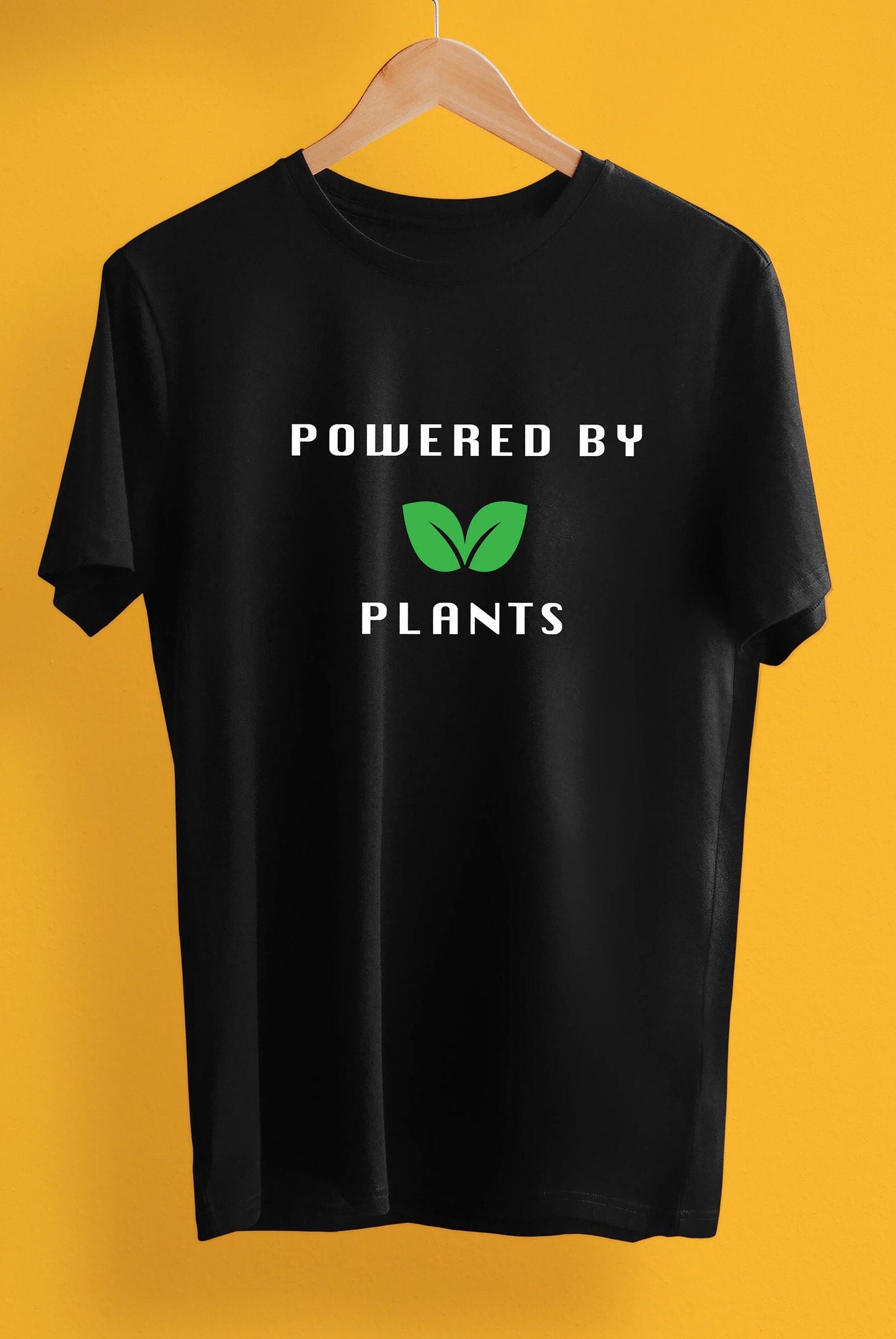 Powered by plants printed T-shirt, multiple sizes and colours, mens & womens top, animal rights, go vegan, plants are friends, plant gift