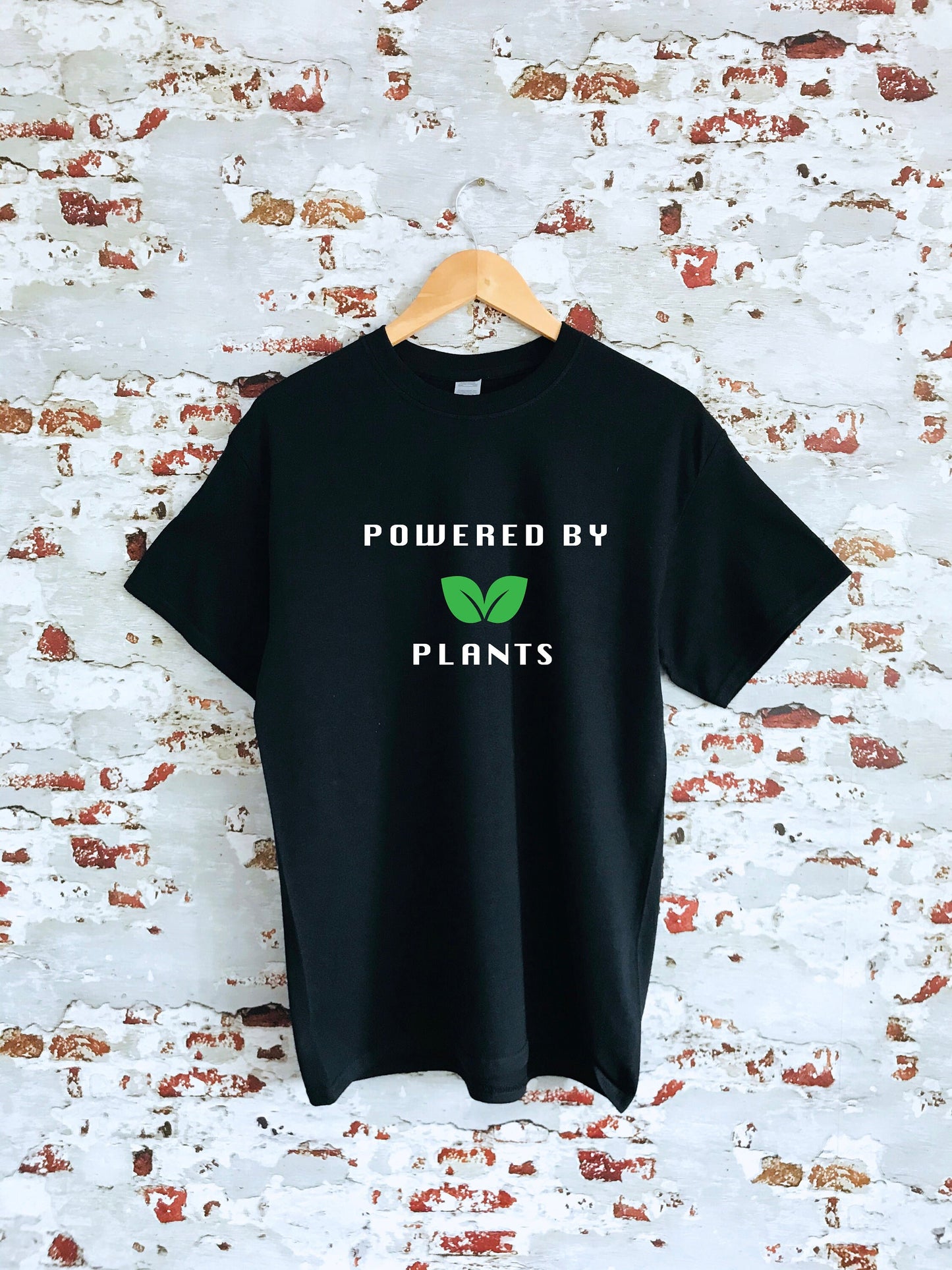 Powered by plants printed T-shirt, multiple sizes and colours, mens & womens top, animal rights, go vegan, plants are friends, plant gift