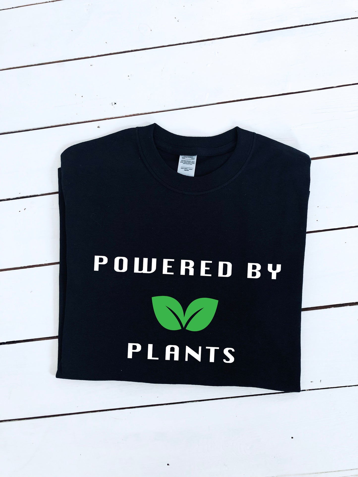 Powered by plants printed T-shirt, multiple sizes and colours, mens & womens top, animal rights, go vegan, plants are friends, plant gift