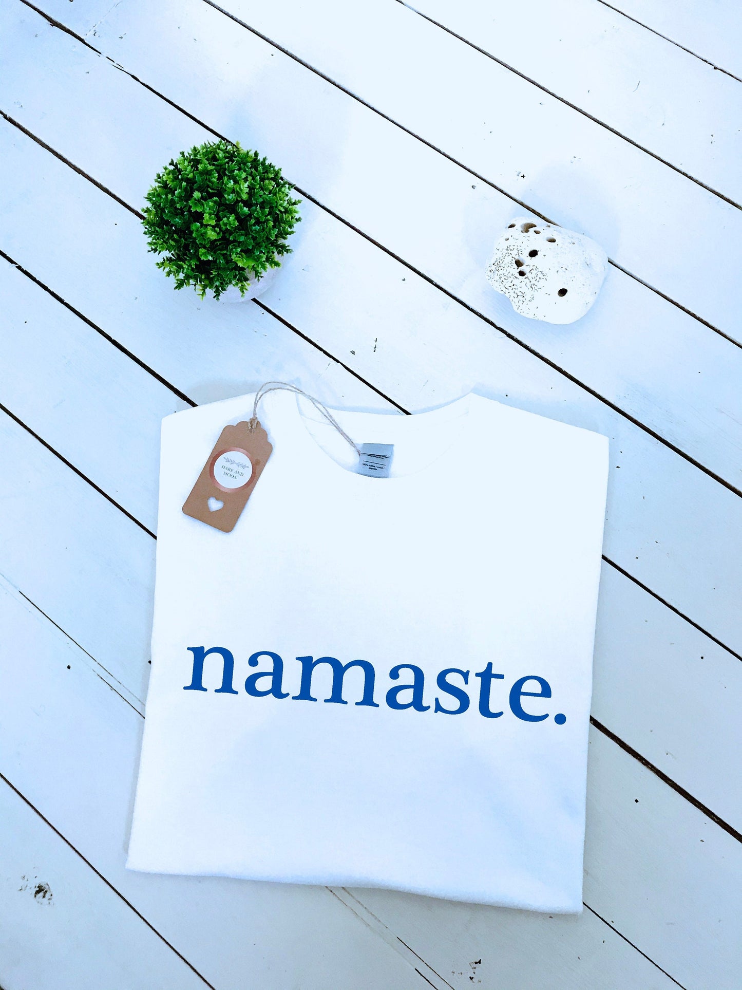Namaste print T-shirt with size variations, unisex, 100 % cotton, unisex & ladies sizes available, Zen, yoga, mindfulness, feel good shirt