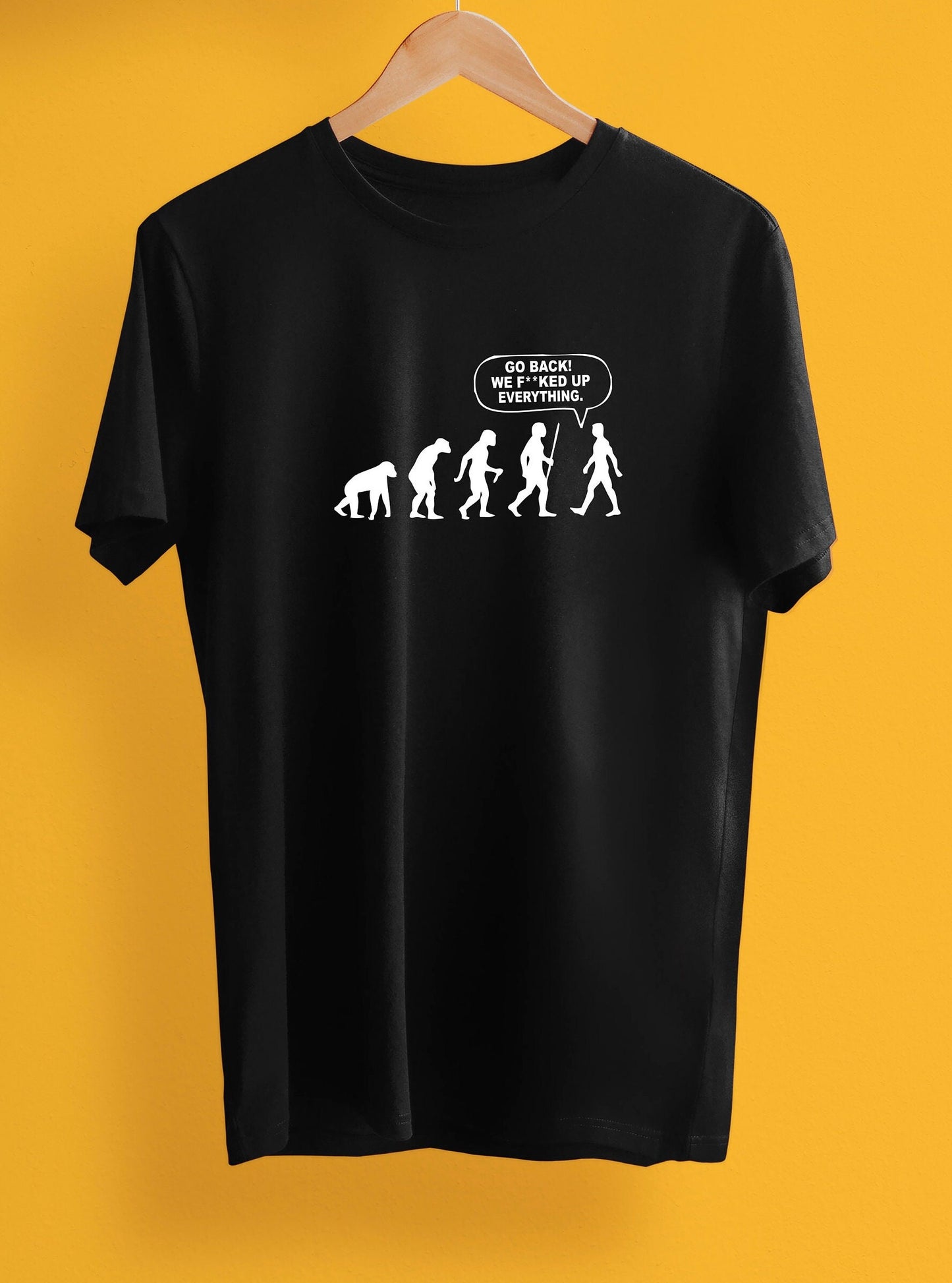 Evolution of humans, we f**cked up everything printed T-shirt, multiple sizes and colours, mens & womens top, funny shirt, go green :)