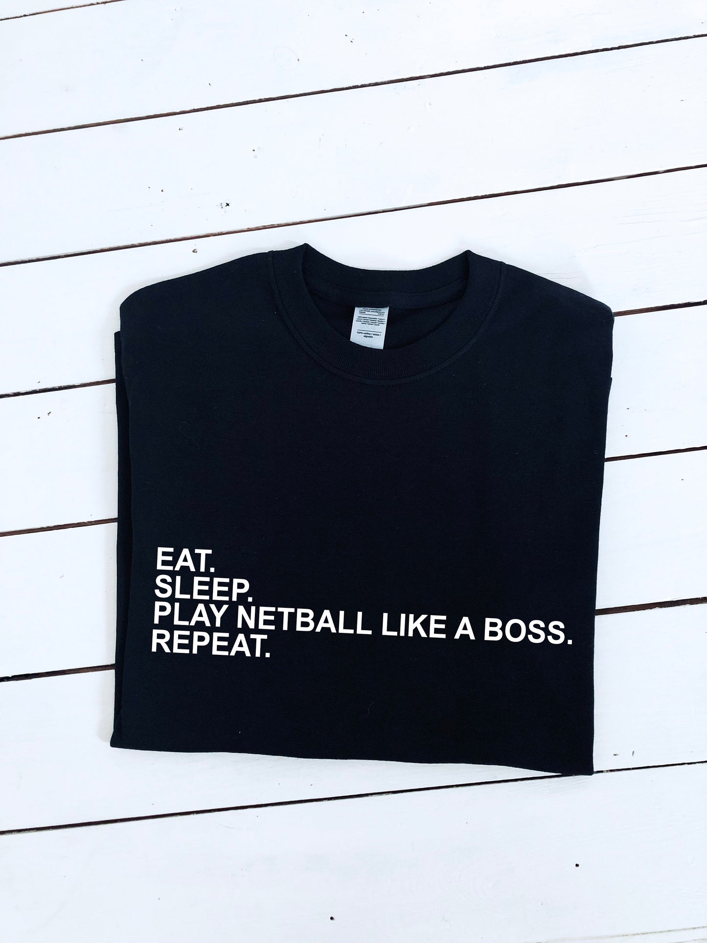 Play Netball like a boss & repeat print T-shirt, unisex, multiple sizes and colours, mens and womens top