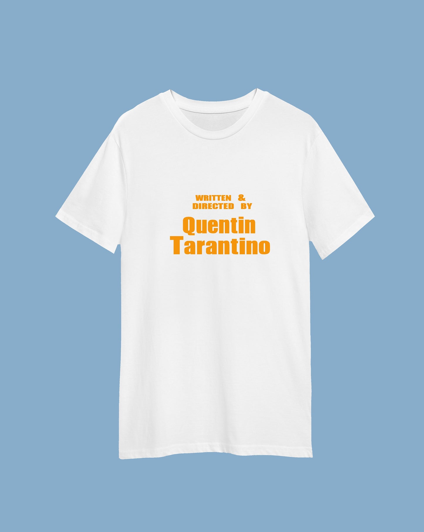 Written and directed by Quentin Tarantino printed T-shirt, movie gift idea, multiple colours and sizes, unisex and ladies tees, fan gift