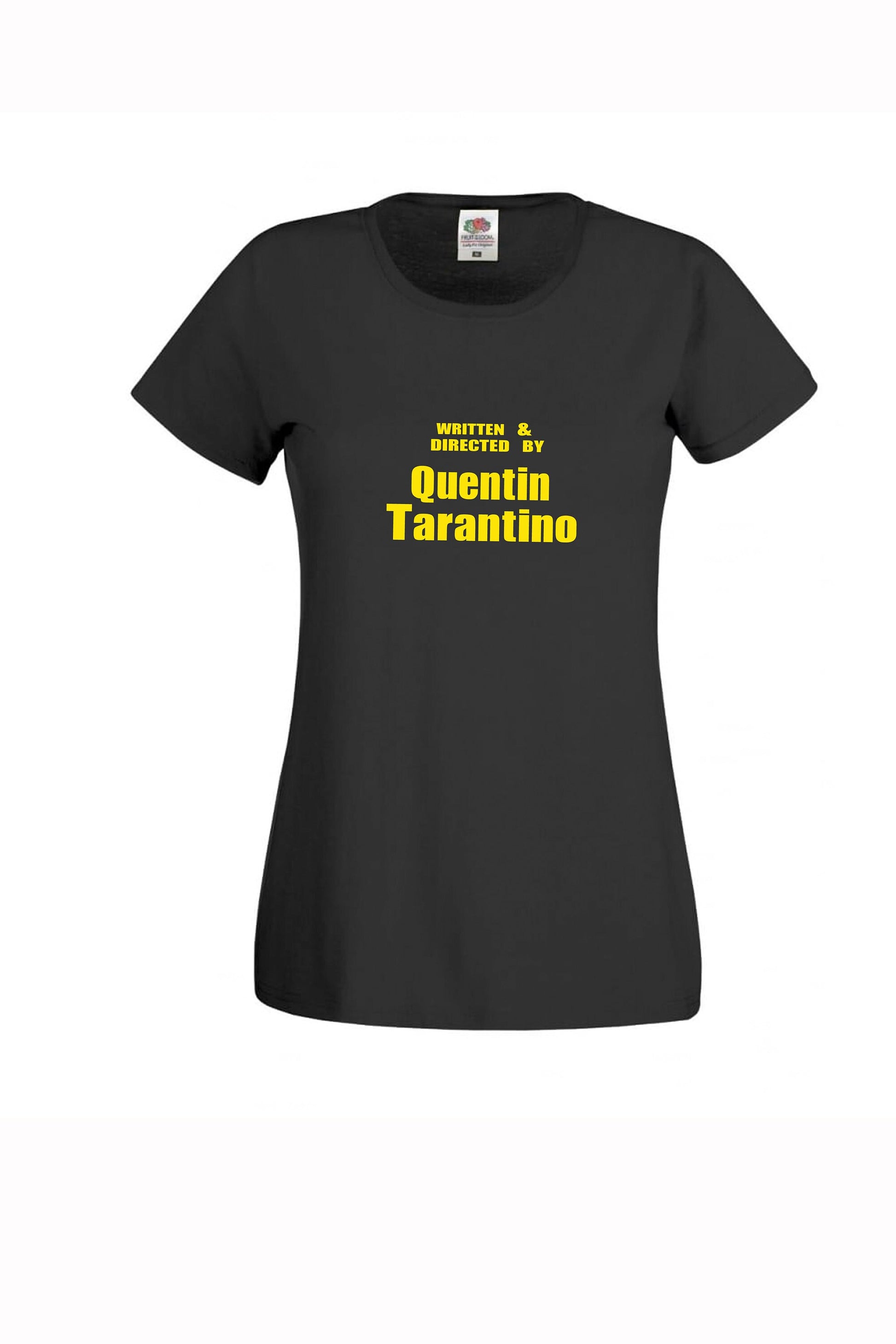 Written and directed by Quentin Tarantino printed T-shirt, movie gift idea, multiple colours and sizes, unisex and ladies tees, fan gift