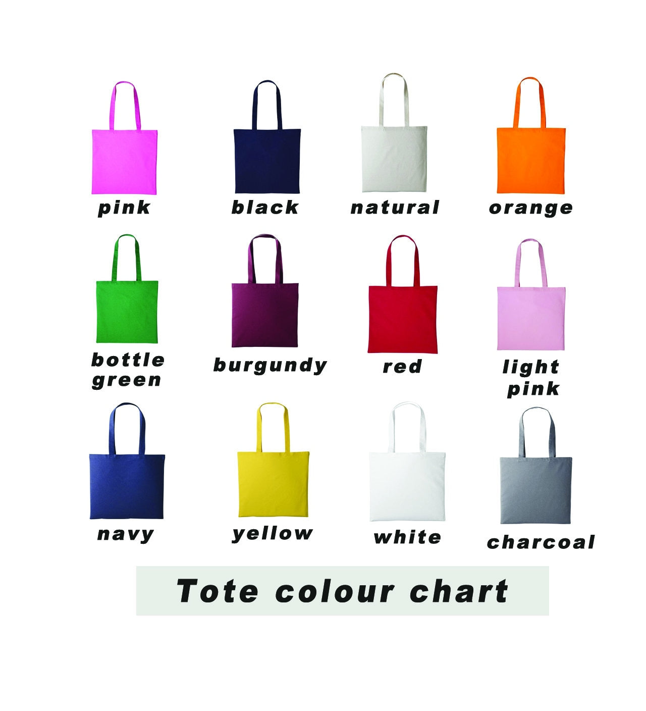 Custom print Tote Shoulder bag, choose text, multiple colours, 100% cotton, handmade print, great gift idea, bag for life, personalised