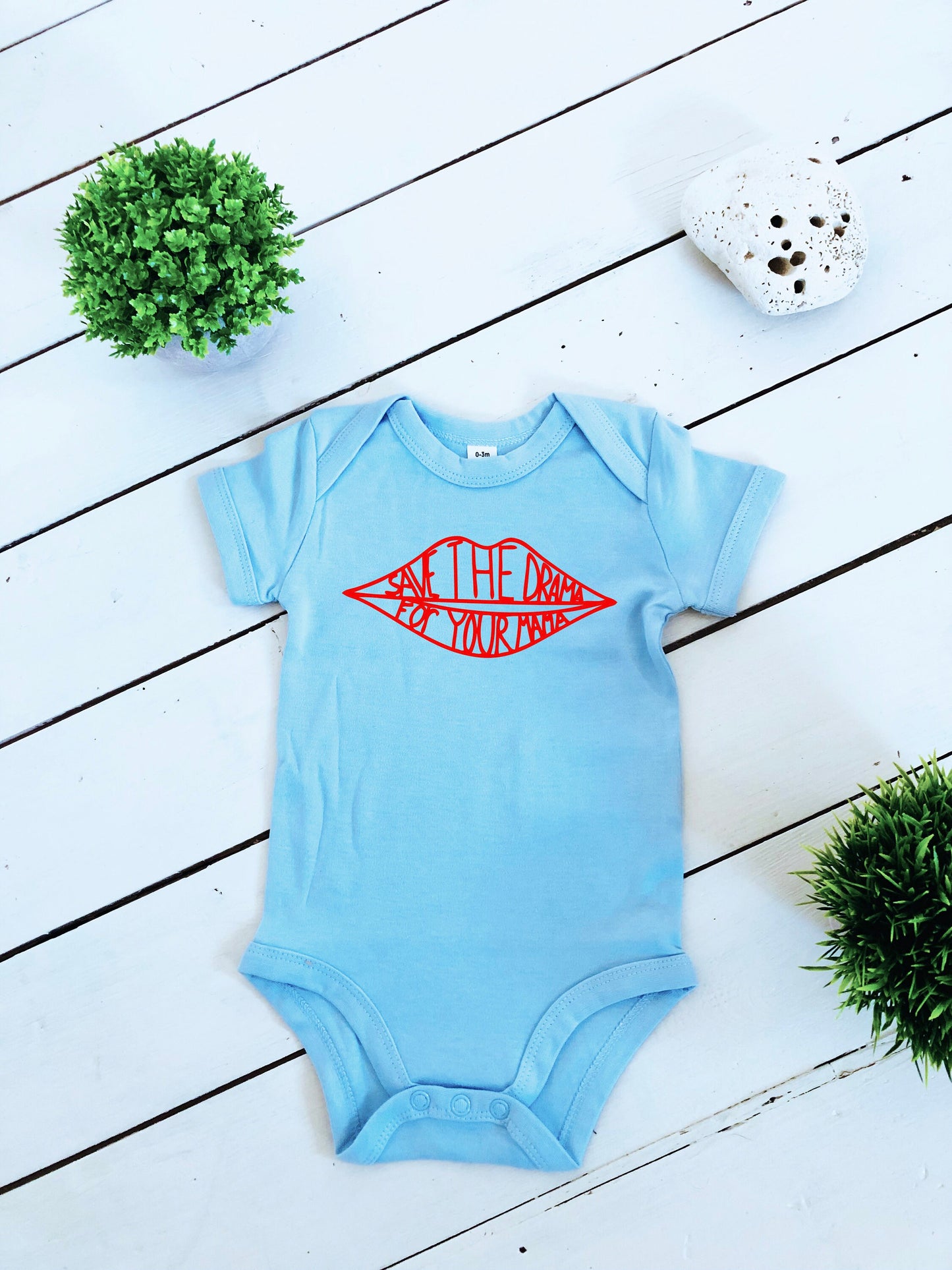 Save the Drama baby bodysuit, print design, 100% cotton, multiple sizes and colours available, perfect item for newborn, friends