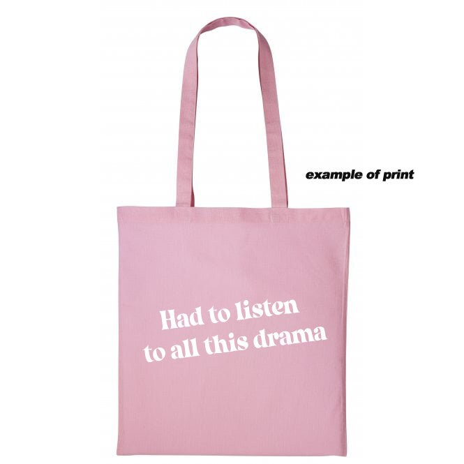 Custom print Tote Shoulder bag, choose text, multiple colours, 100% cotton, handmade print, great gift idea, bag for life, personalised
