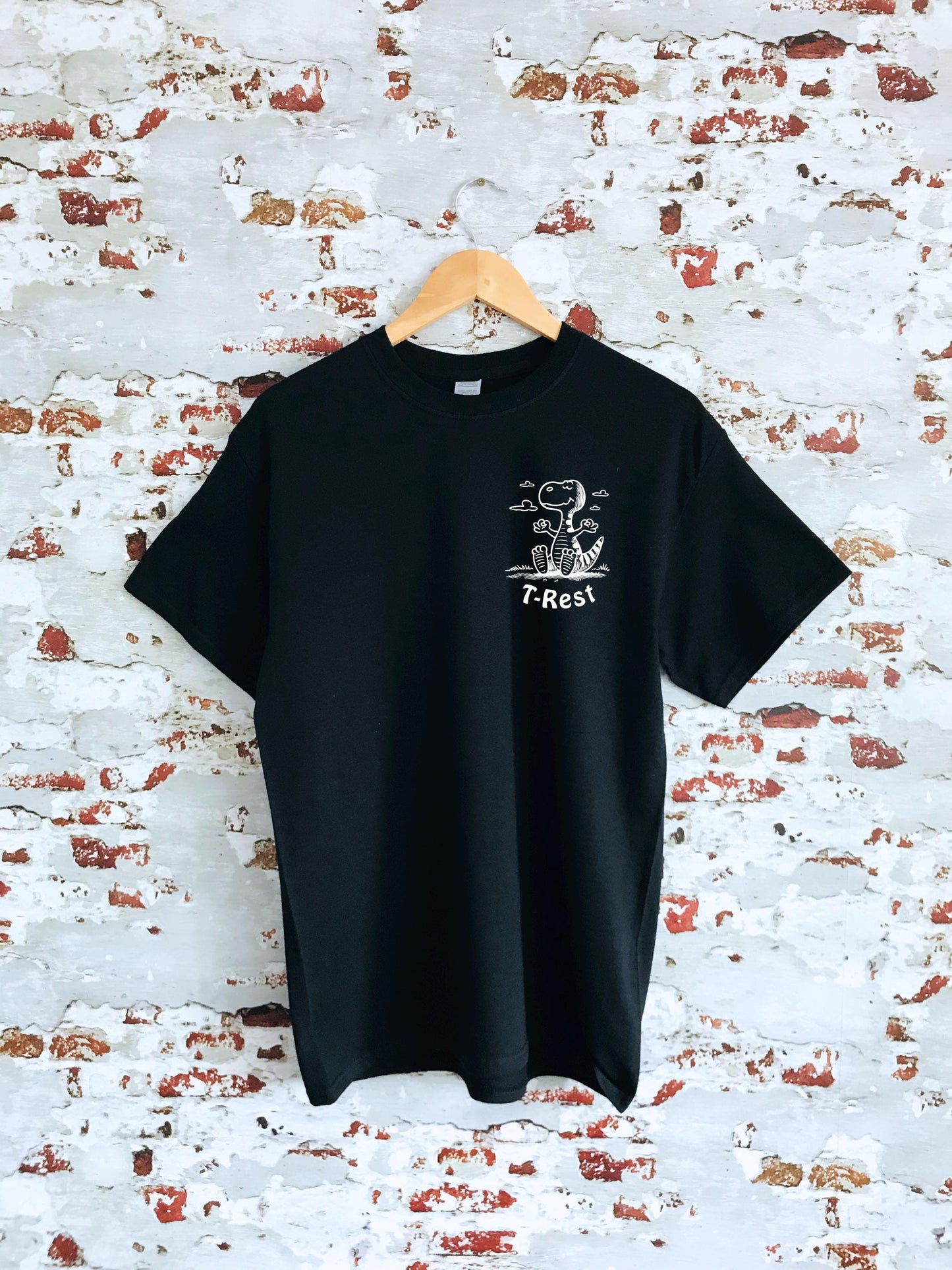 Dinosaur T-Rest mindfulness print T-shirt, multiple sizes and colours, mens & womens top, Kids sizes available, dinosaurs, jurassic, zen :)