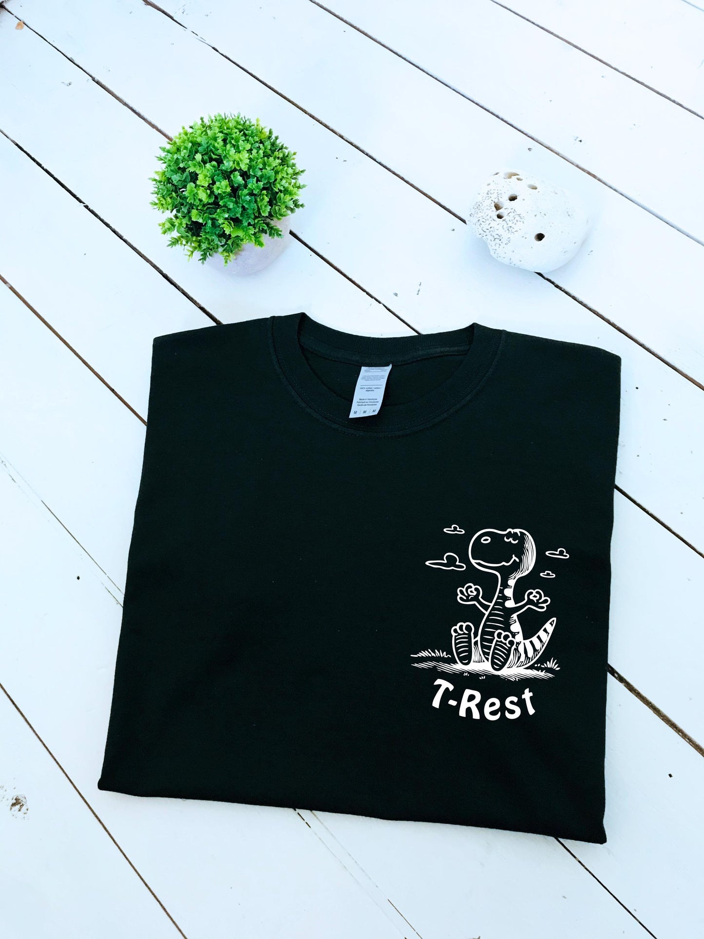 Dinosaur T-Rest mindfulness print T-shirt, multiple sizes and colours, mens & womens top, Kids sizes available, dinosaurs, jurassic, zen :)