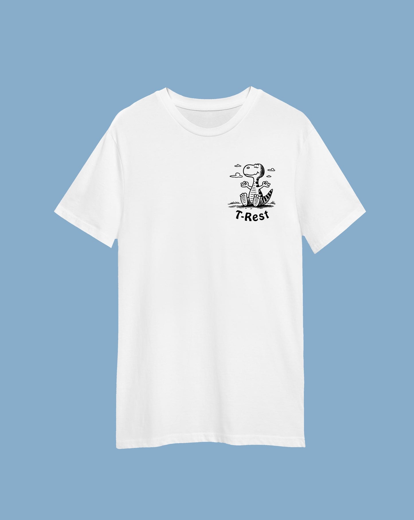 Dinosaur T-Rest mindfulness print T-shirt, multiple sizes and colours, mens & womens top, Kids sizes available, dinosaurs, jurassic, zen :)