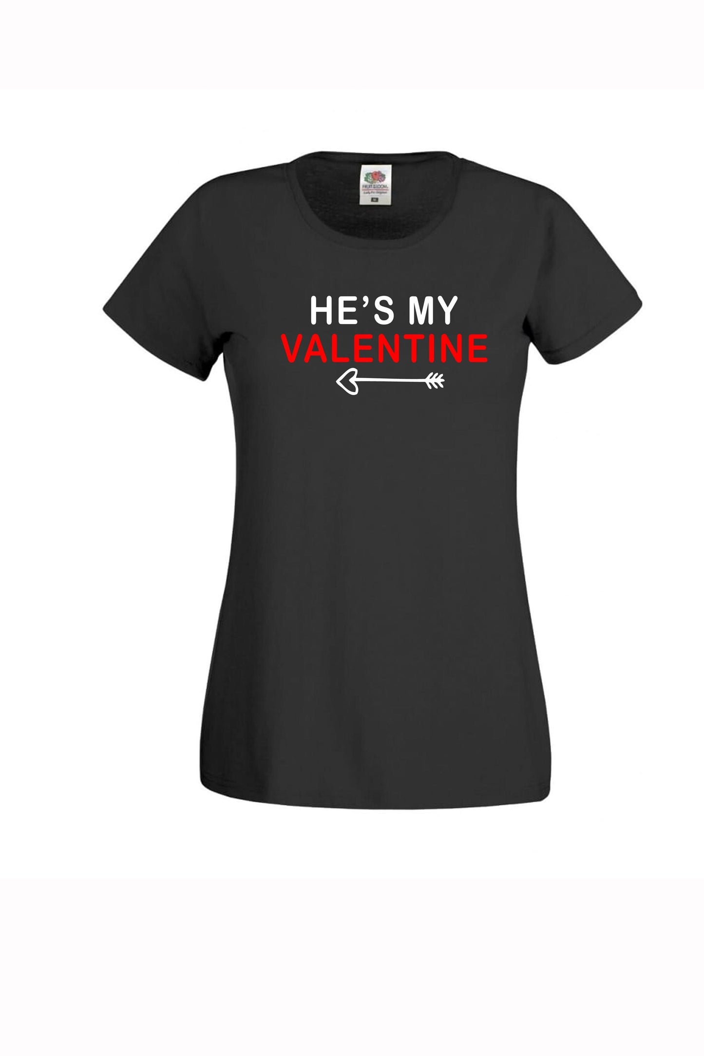 Matching Valentine's Day T-shirts, She's my & he's my Valentine, 100% cotton, multiple sizes available, unisex and ladies matching T-shirts