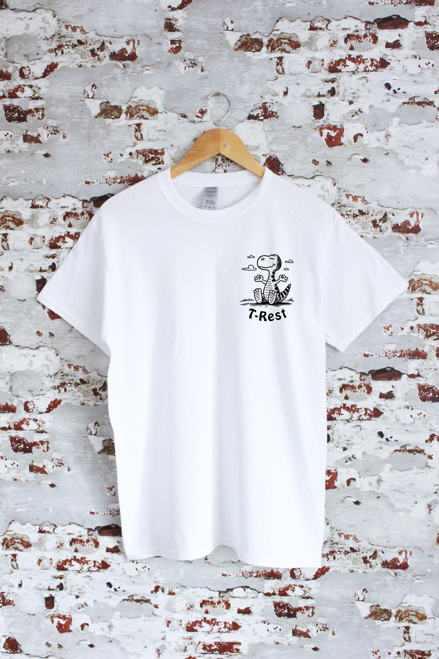 Dinosaur T-Rest mindfulness print T-shirt, multiple sizes and colours, mens & womens top, Kids sizes available, dinosaurs, jurassic, zen :)