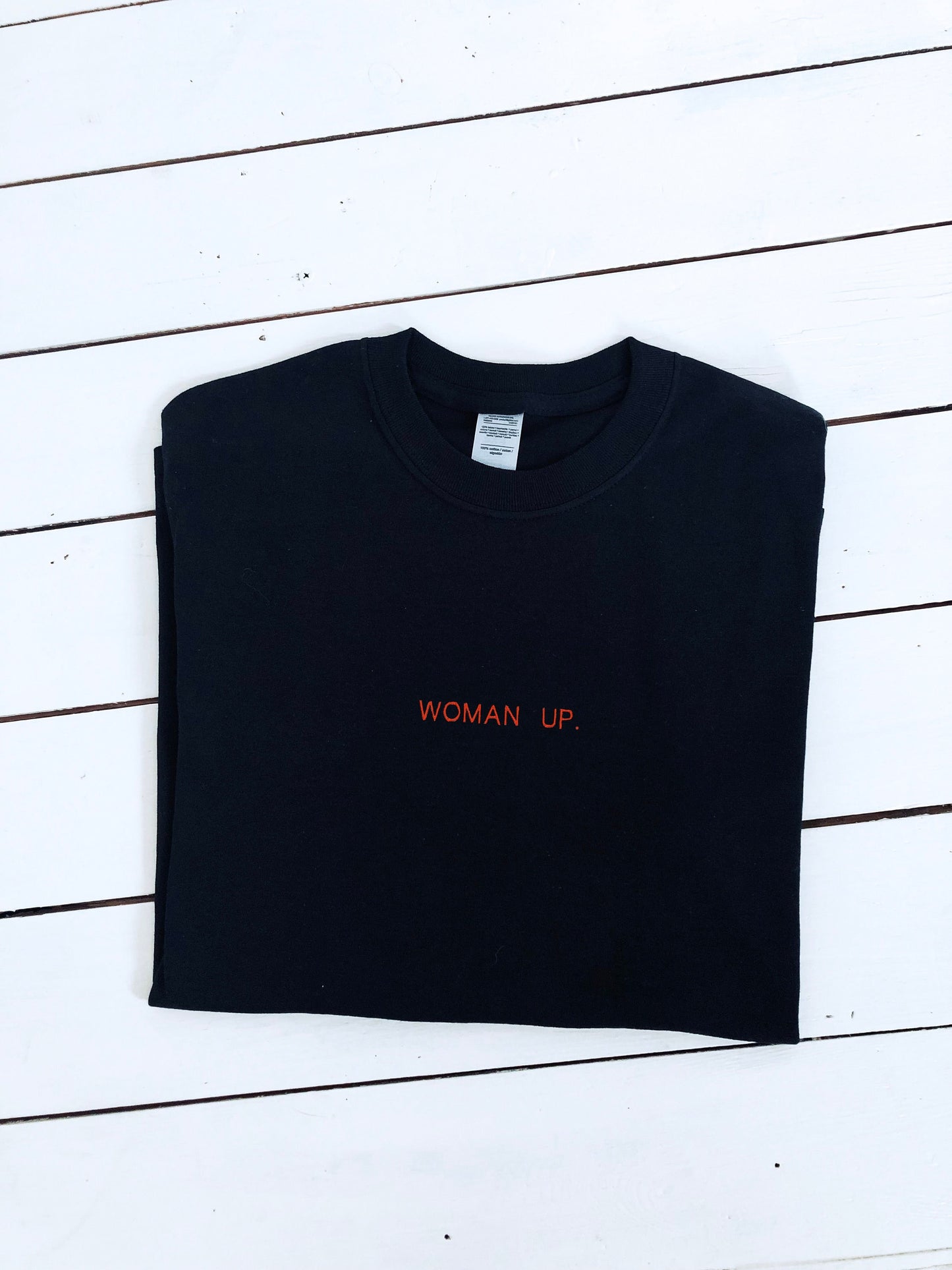 WOMAN UP embroidery T-shirt, multiple sizes and colours, mens & womens top, feminist tee