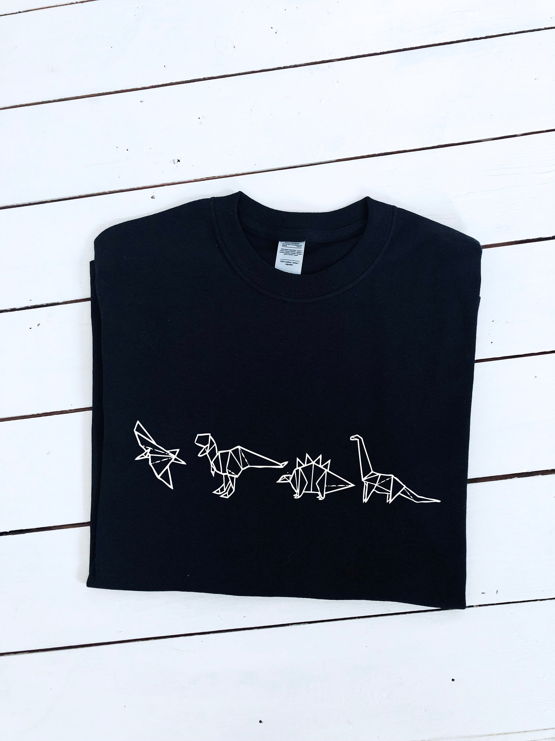 Origami dinosaurs print T-shirt, multiple sizes and colours, mens & womens top, Kids sizes available, dinosaurs, jurassic, printed item :)