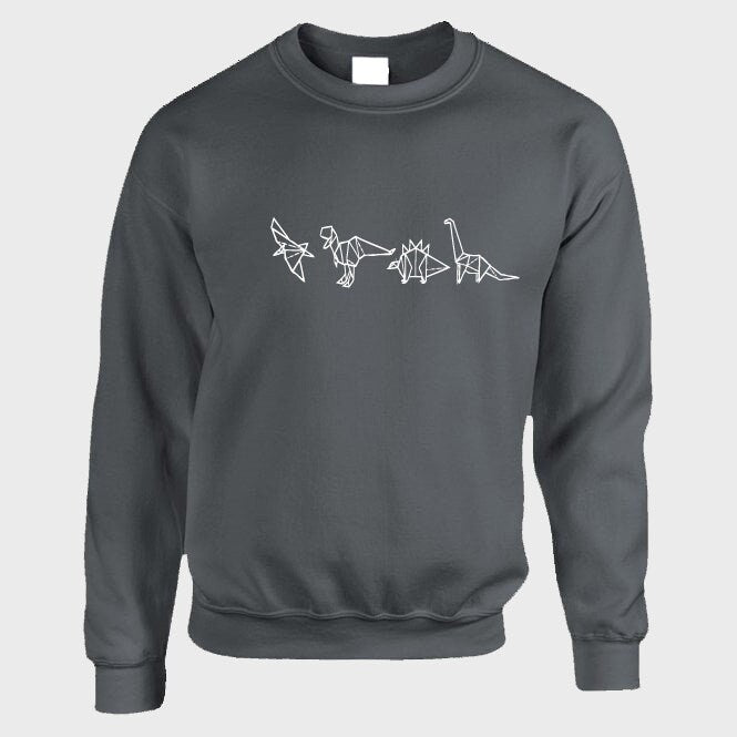 Dino Origami adult sweatshirt, multiple sizes and colours, super soft, paleontology, jurassic, perfect item for gift, or treat yourself:)