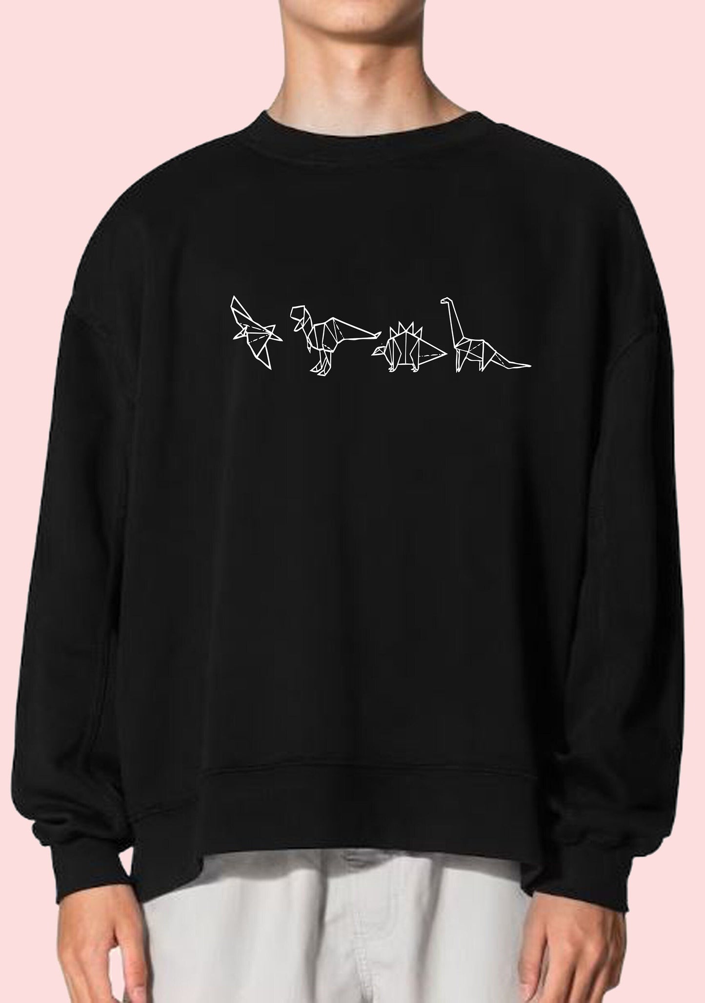 Dino Origami adult sweatshirt, multiple sizes and colours, super soft, paleontology, jurassic, perfect item for gift, or treat yourself:)