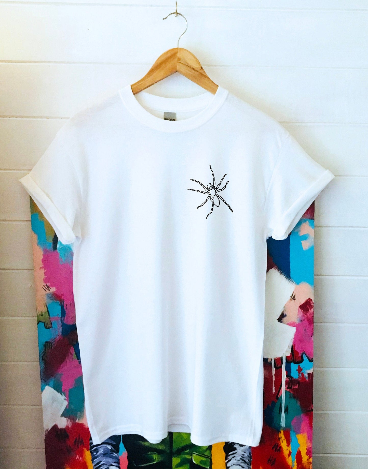 Tarantula Unisex print cotton T-shirt with size variations, black and white tees, funny, 100 % cotton, spider, nature, adult and kid's sizes