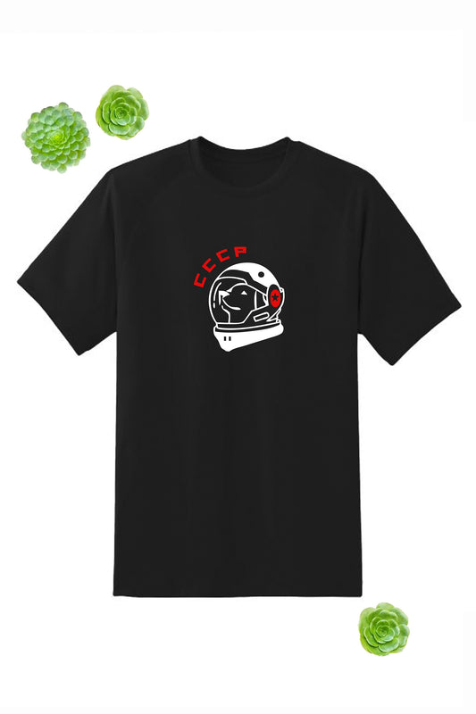 CCCP Space dog print cotton T-shirt with size variations / space / unisex/ 100 % cotton / adult and kid's sizes