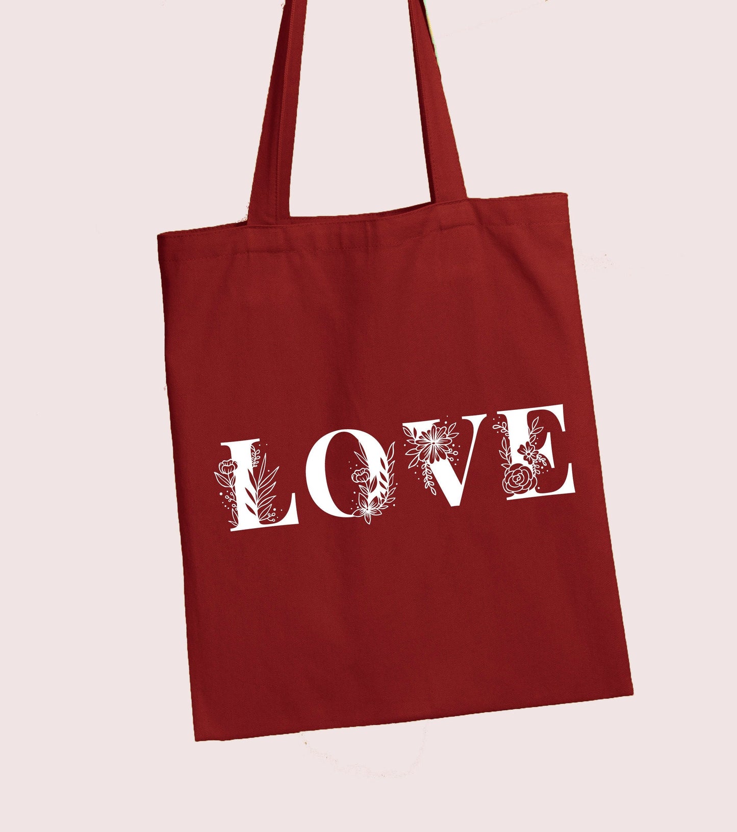 Love Shoulder Bag / Flower illustration / choose colour bag / 100% cotton / one size / gift / market bag / tote / engagment / fiancee / love