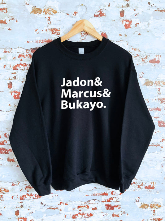 Jadon, Marcus & Bukayo print Sweatshirt with size variations, S, M, L, XL, 2xl, BLM, three lions, mens sweatshirt, womens sweatshirt