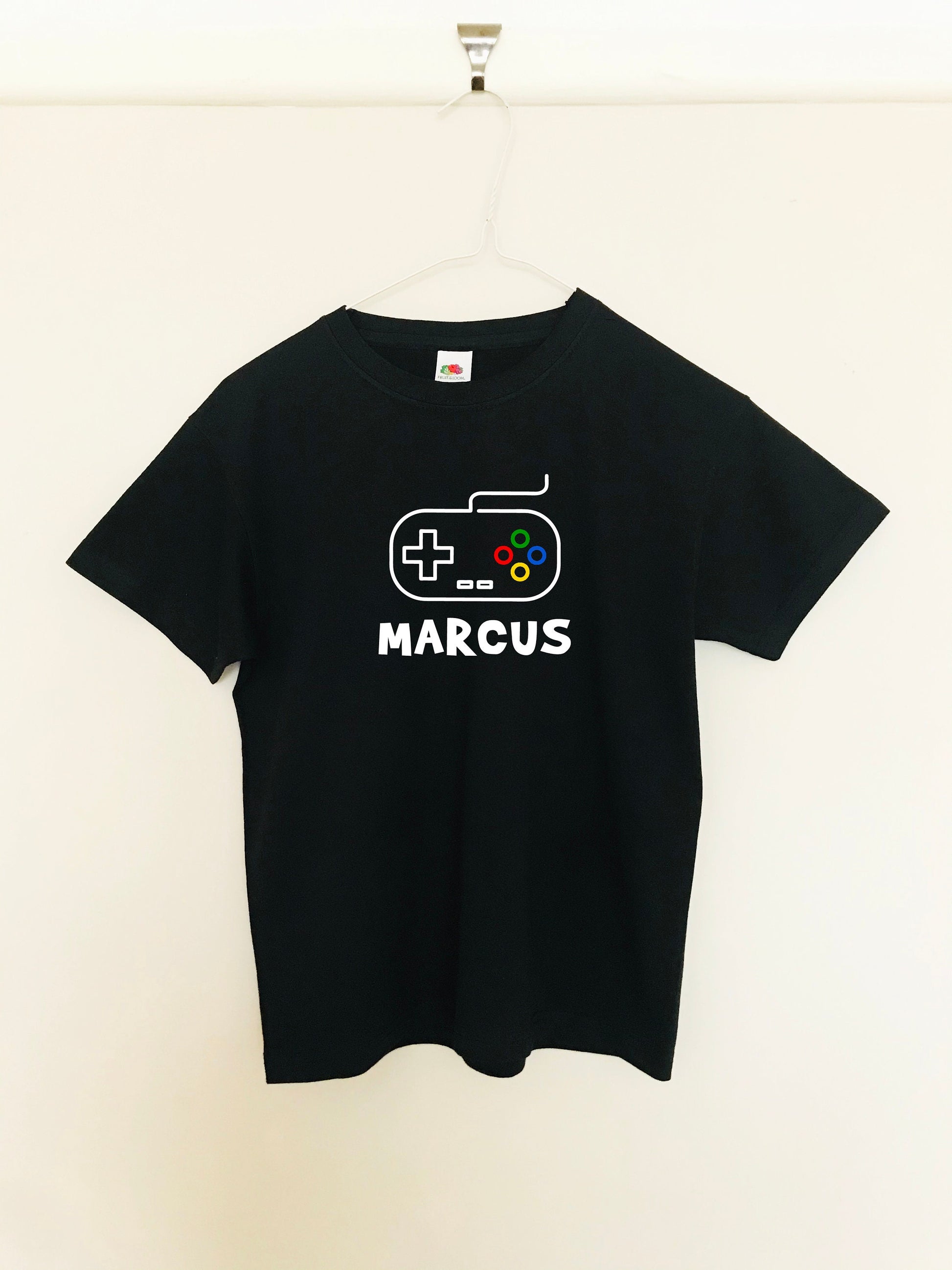 Custom name game controller print Kid's unisex T-shirt with size variations / Choose name and game controller / print to order / kids