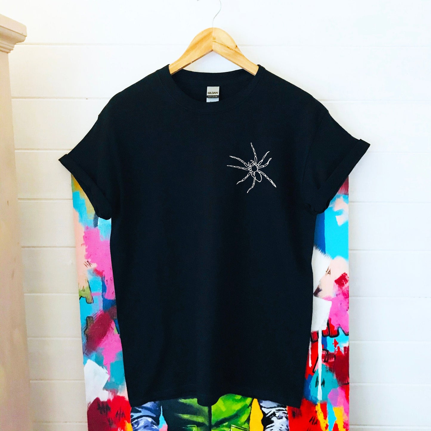 Tarantula Unisex print cotton T-shirt with size variations, black and white tees, funny, 100 % cotton, spider, nature, adult and kid's sizes