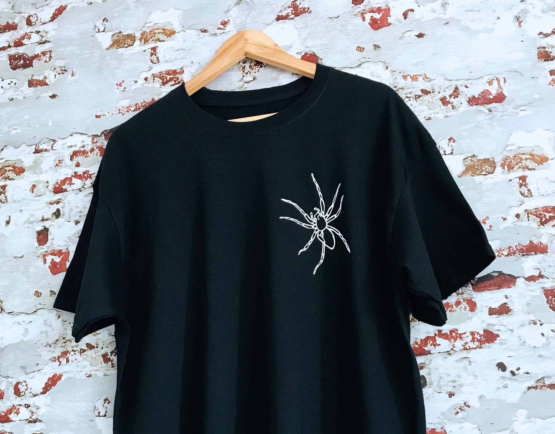 Tarantula Unisex print cotton T-shirt with size variations, black and white tees, funny, 100 % cotton, spider, nature, adult and kid's sizes